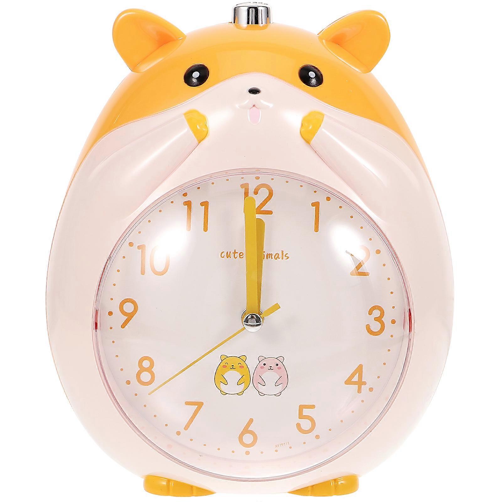 Creative Lovely Cartoon Chicken Alarm Clock ABS Plastic Night Light Silent Desktop Clock Home Decor for Student Children Bedroom without Batteries