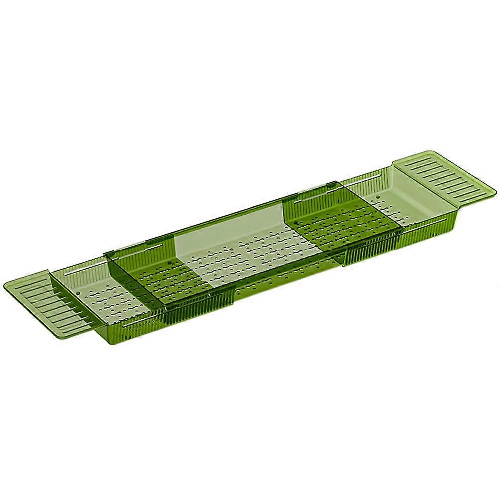 Adjustable Non Slip Bath Tray with Storage for Phone, Expandable Bath Tub Table, Transparent Green