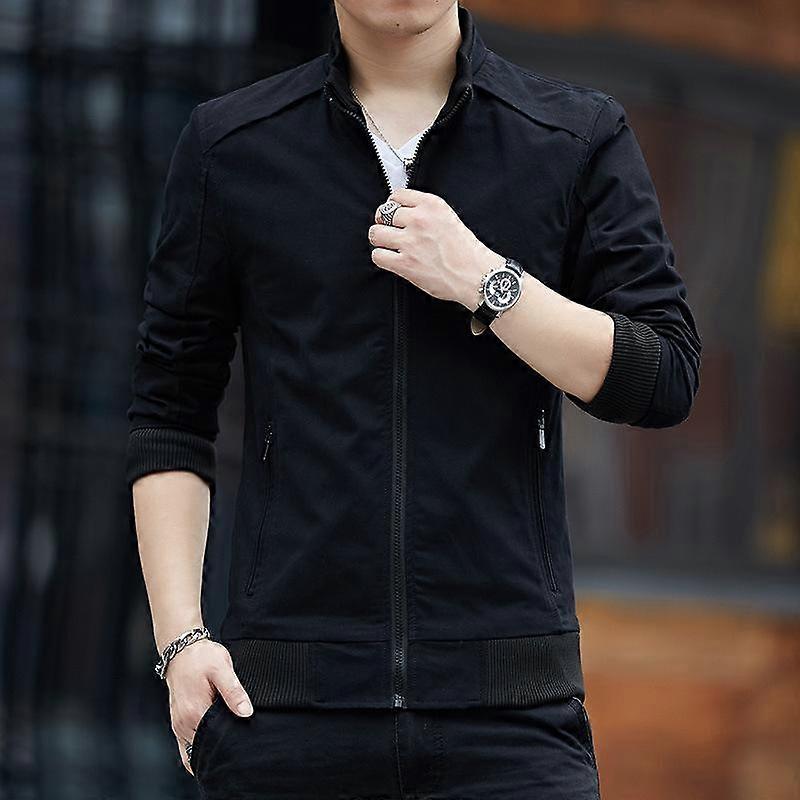 Spring and Autumn Men's Jacket Solid Color Work Jacket Handsome Thin Men's Youth Washed Jacket