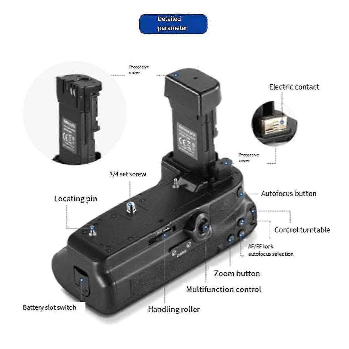 Camera Grip for R5/R5 C/R6/R6 Mark II Grip -R10 Camera Grip Multifunction Portable Camera Accessories
