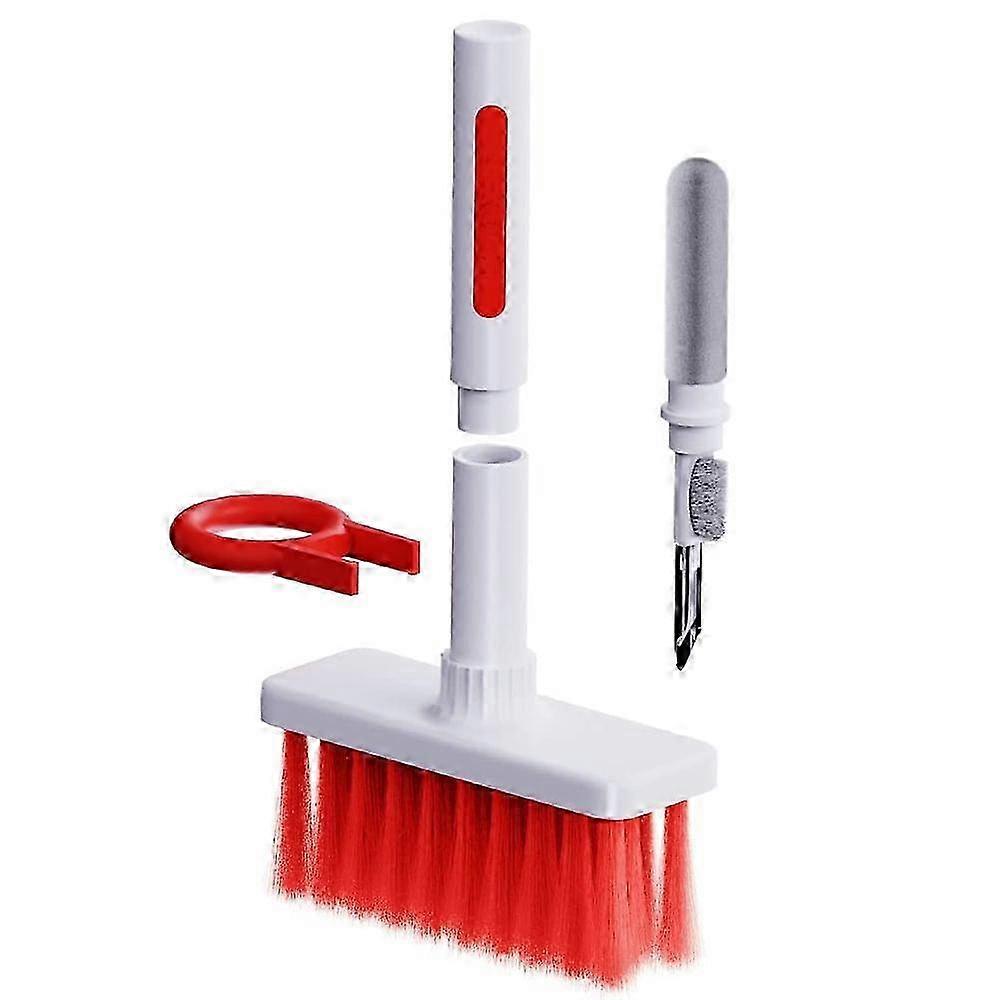 Red 5-in-1 Keyboard Cleaning Kit with Soft Brush, Keycap Puller & Gap Duster for PC