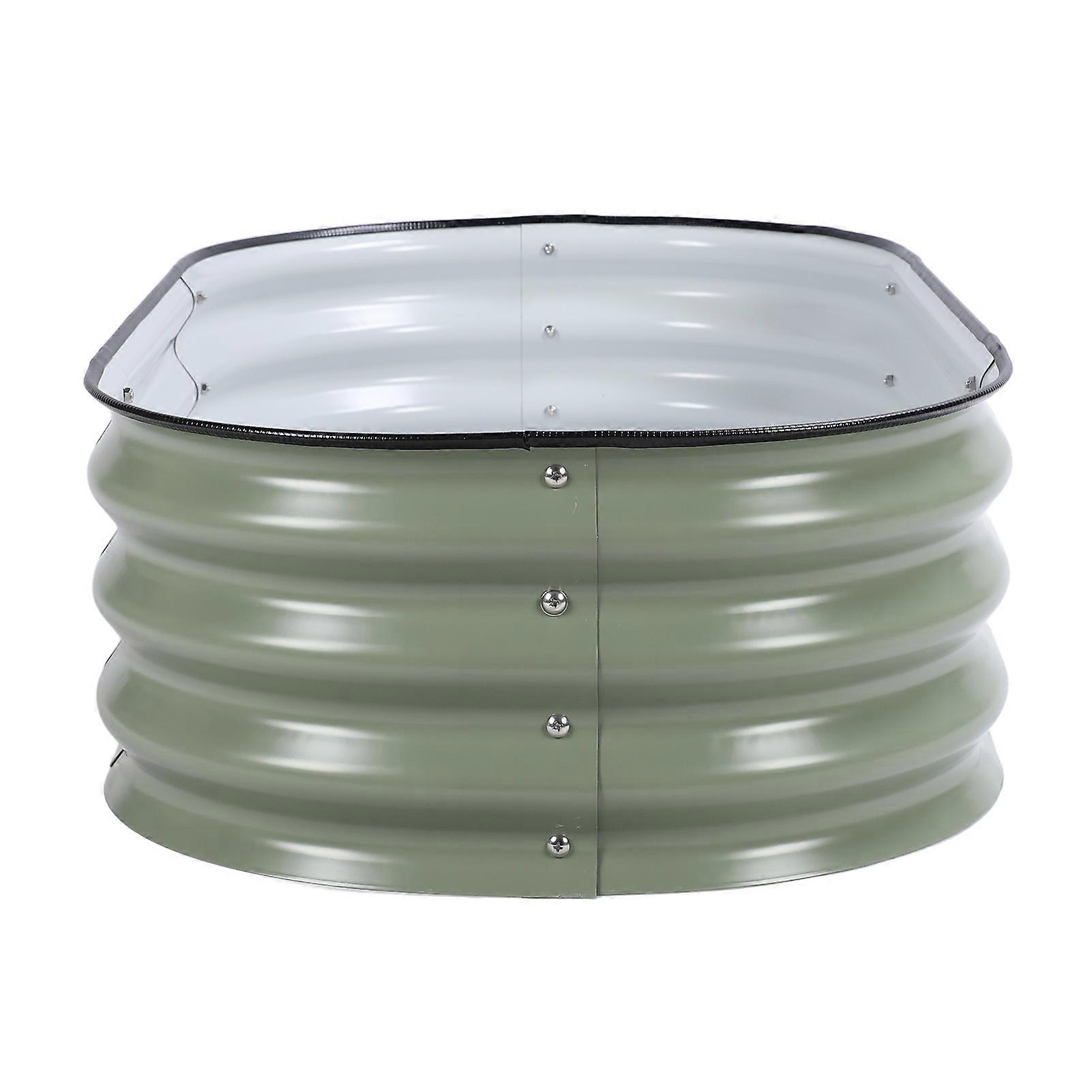 ערכת מיטת גן מוגבהת 304 פרחי נירוסטה קופסת אדנית קרקעית עם תחתית פתוחה לחצרות בתי ספר גני ילדים ירוק בהיר 