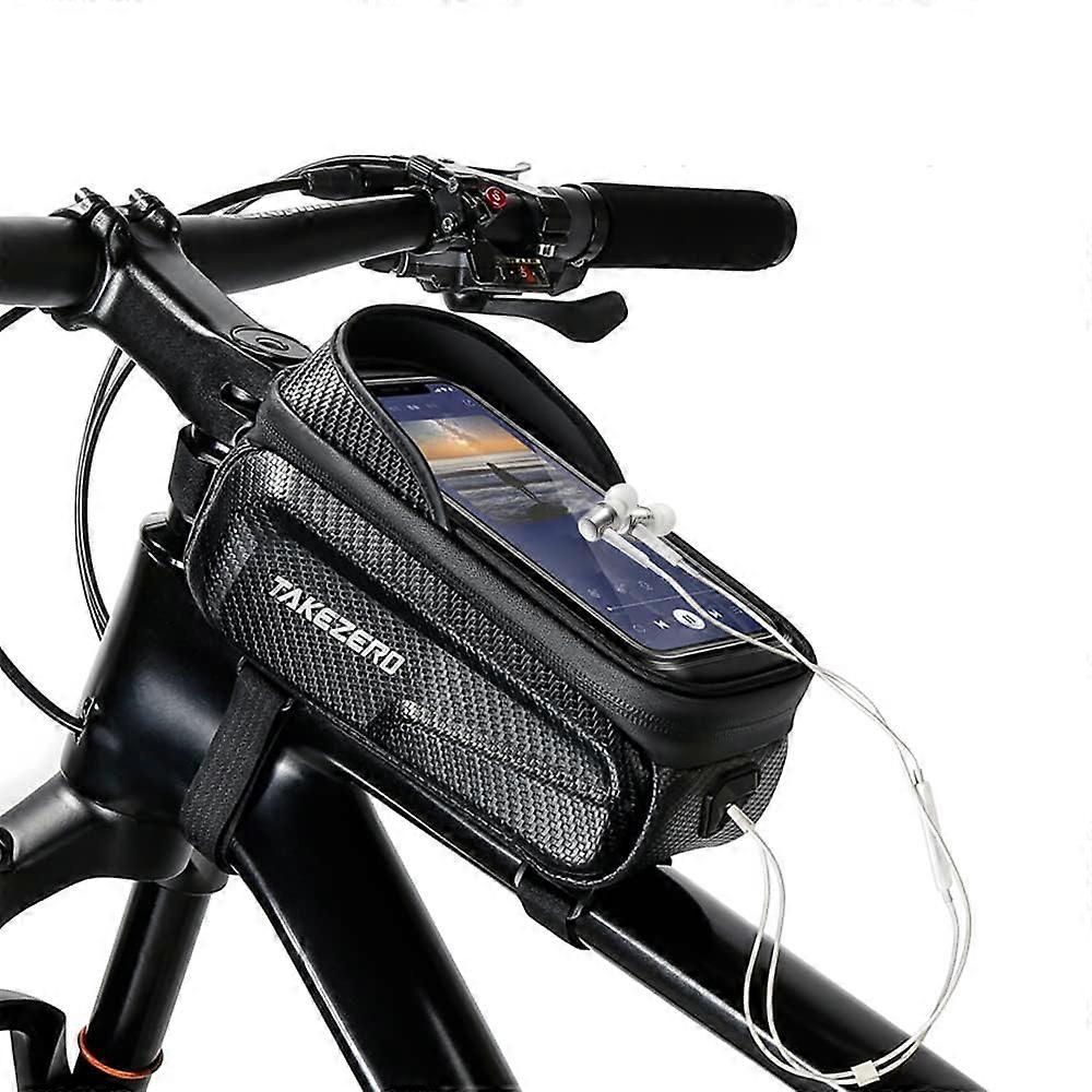 Bicycle Bag Frame Waterproof Mobile Phone Case with TPU Touchscreen for Mountain Bikes Road Bikes Ebikes Top Tube Handlebar Bag