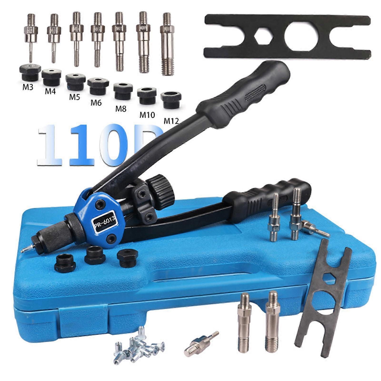 110pcs Labor Saving Manual Riveting Tools Set with Ergonomic Handle - Hand Riveter Kits for Quick Change