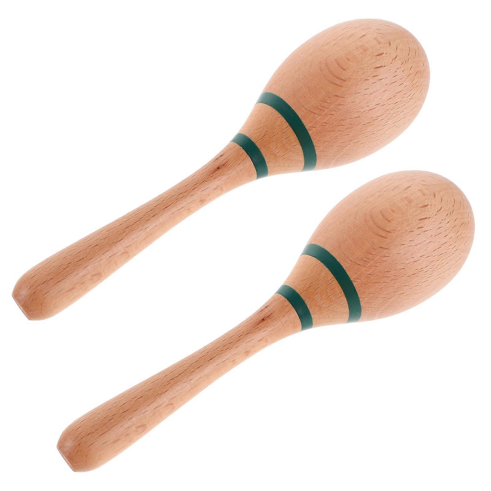 Baby Hand Percussion Wooden Maracas For Kindergarten Performance Green 20.00X5.50X5.50CM Rhythm Instrument 1 Pair