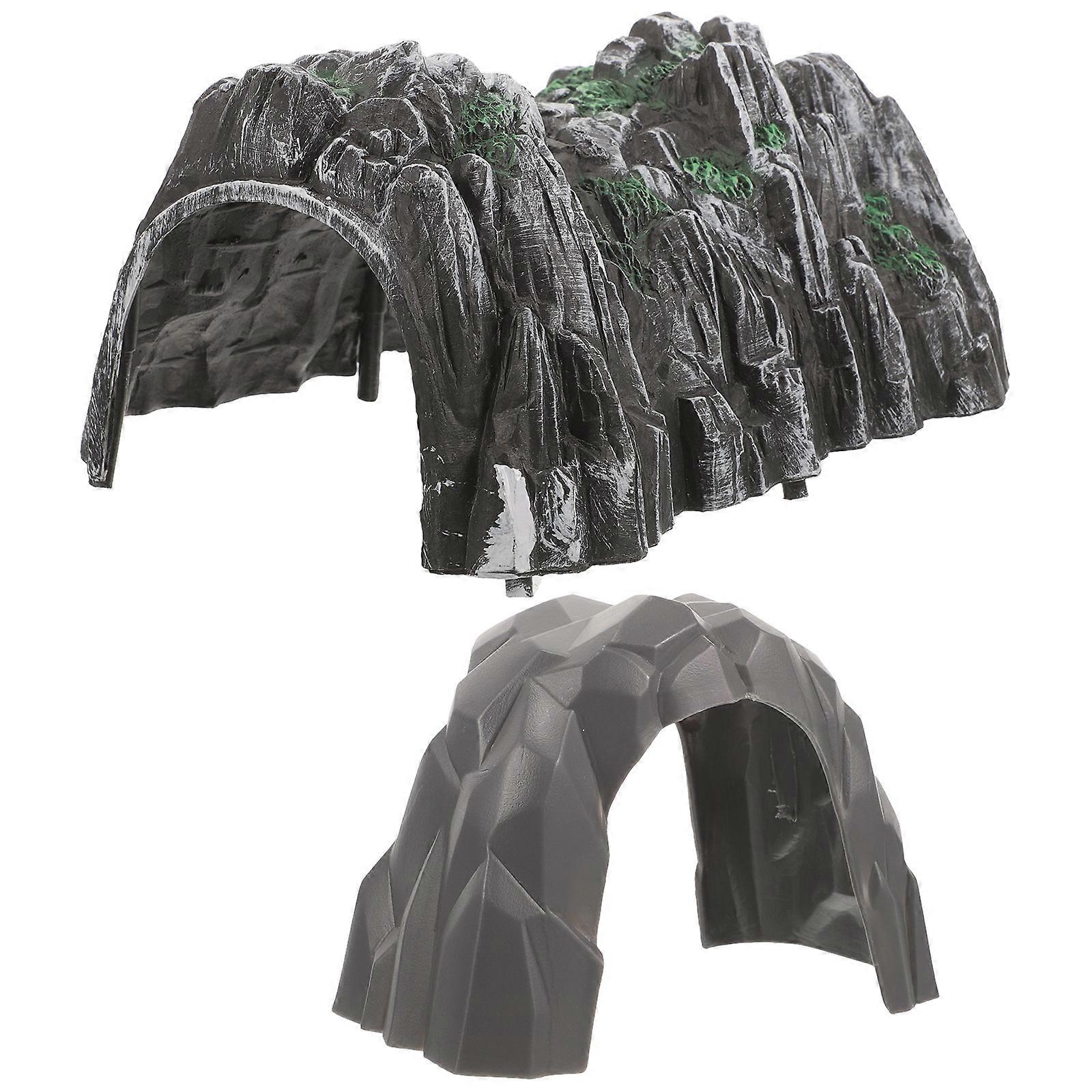 Togsett Tunnel Simulert Hule Modell Faux Tog Leketøy Tunnel Dekorasjon DIY Miniatyr For Modellbygging 2 stk
