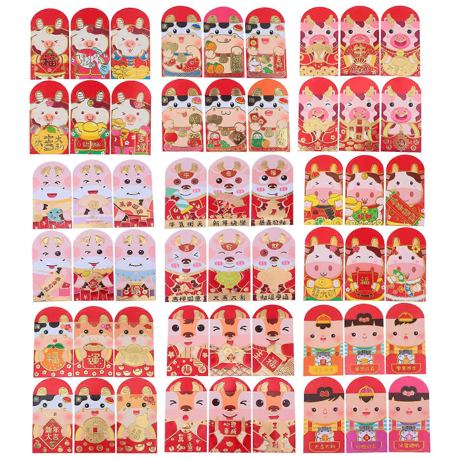 New Year Red Packet Bag Red Envelopes Spring Festival 54Pcs