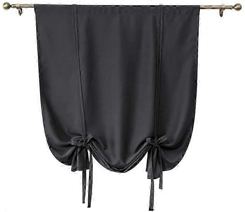 Set Of 1 Short Solid Blackout Curtain To Tie Solid Color Roman Curtain For Small Windows