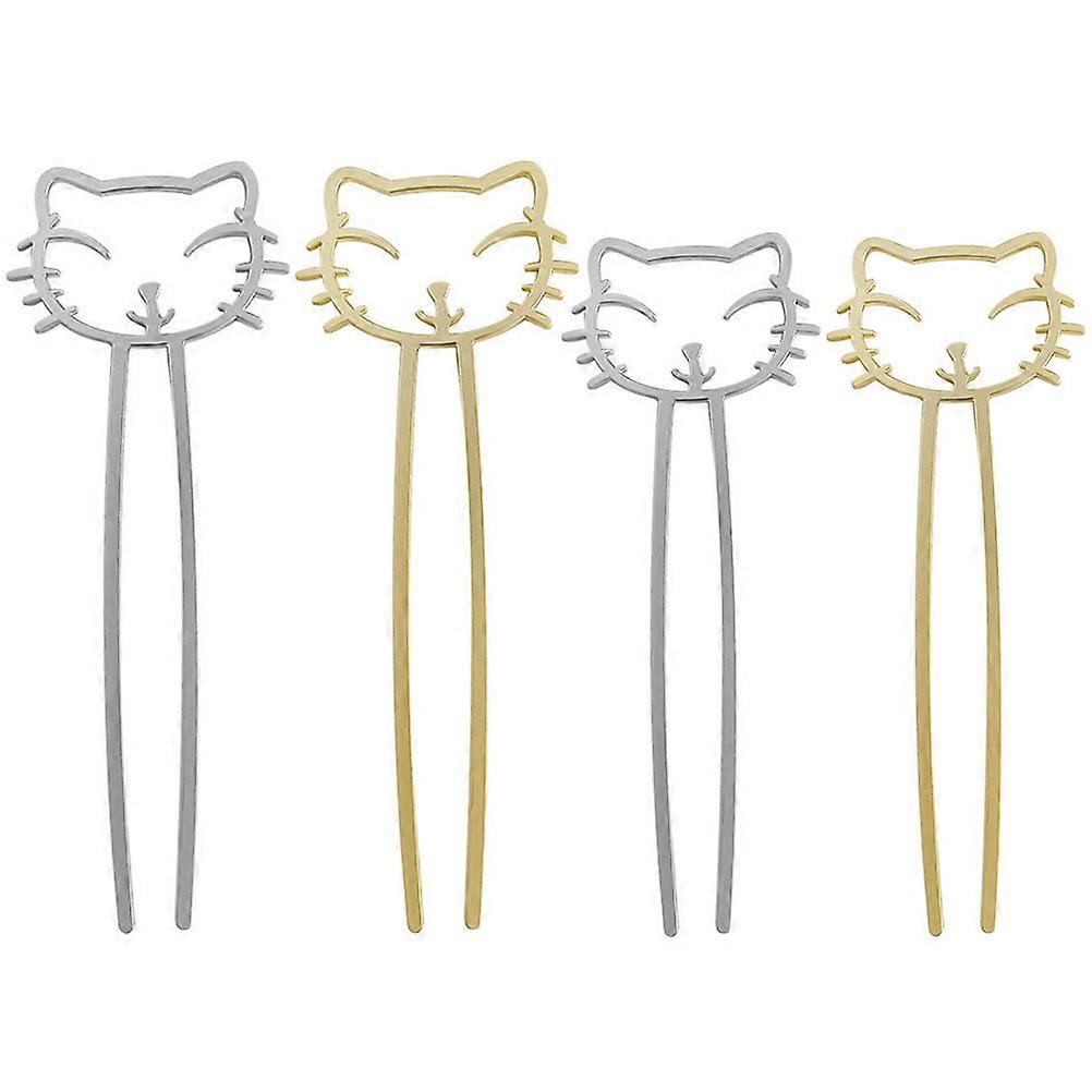 Here's a refined product description for your **4pcs Cat Hair Chopsticks / Hair Bun Sticks**:
**4pcs Cat Design Hair Chopsticks – Stylish &