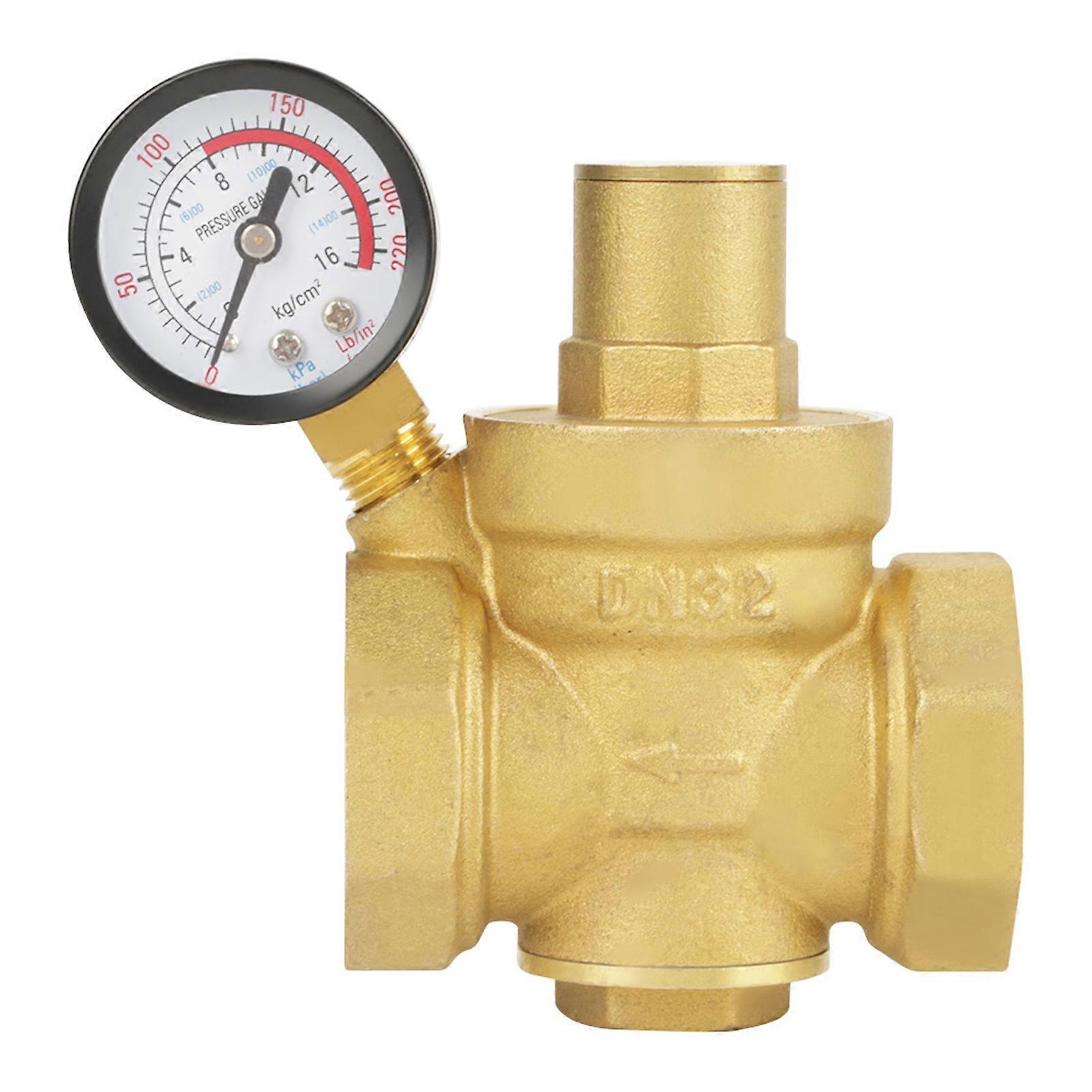Réducteur de pression d'eau en laiton BSP DN32 avec débit manométrique réglable