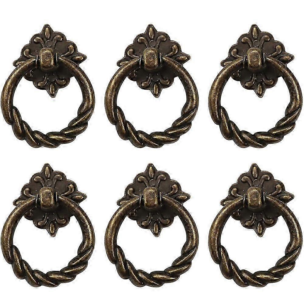 6PCS Drawer Pulls Cabinet Hardware Vintage Bronze Knobs Pulls Antique Cabinet Drawer Pulls and Handles Furniture Hardware Pulls Drop Ring Knobs 2025