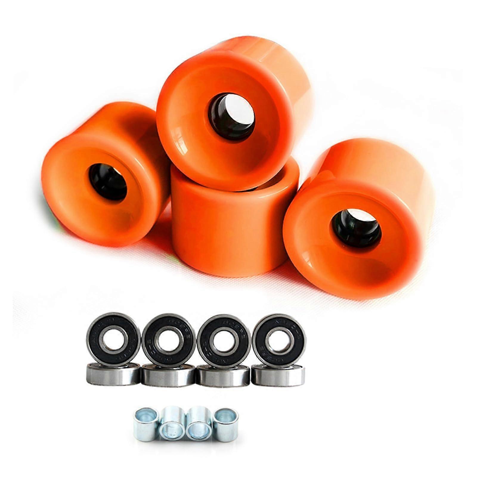 Roller Skate Wheels 78A - Soft Ball Bearings Skateboard Wheels for Longboards, 4 Pieces Orange, 55mm Size