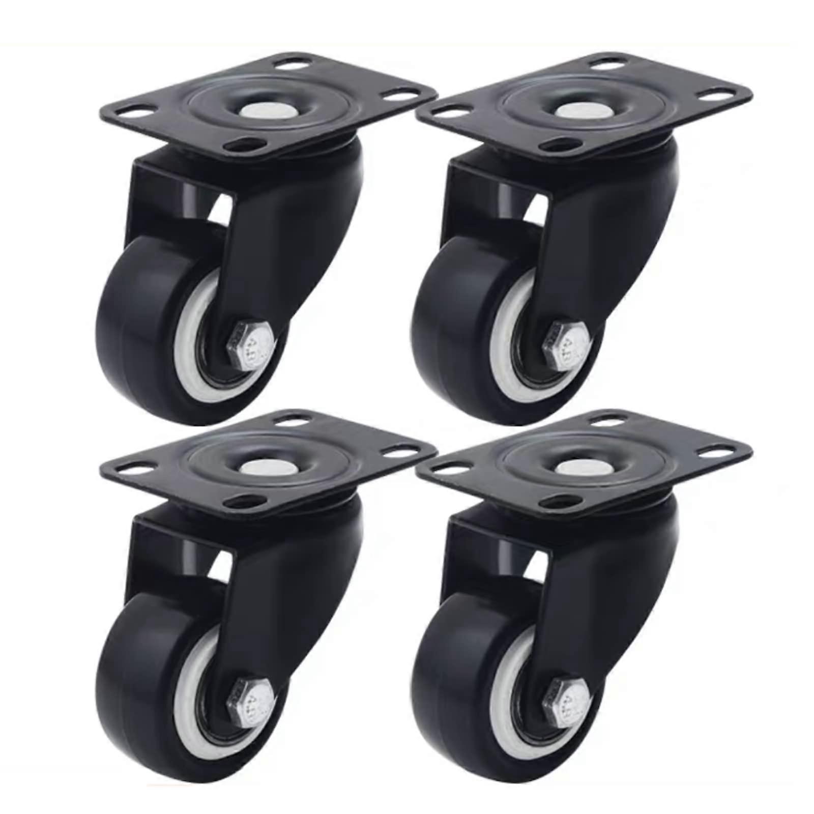 Threaded Axle Football Wheel Castors, 1.5 Inch 40mm Polyurethane Wheels, Max Load 160kg/350lbs, 4 Pack with Screws