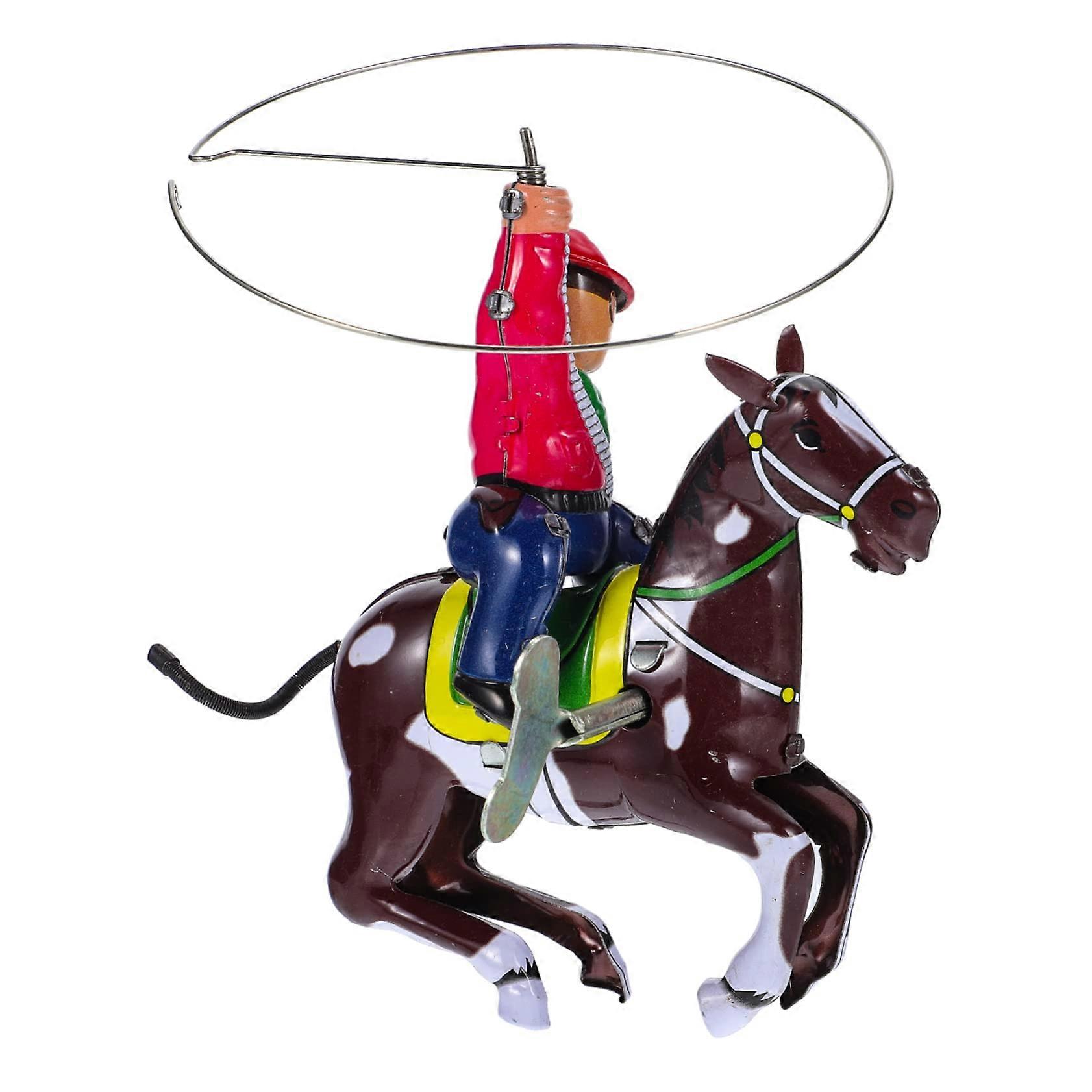Vintage tin toy for funny windup toy with vibration function for parties and decorations, cowboy theme.