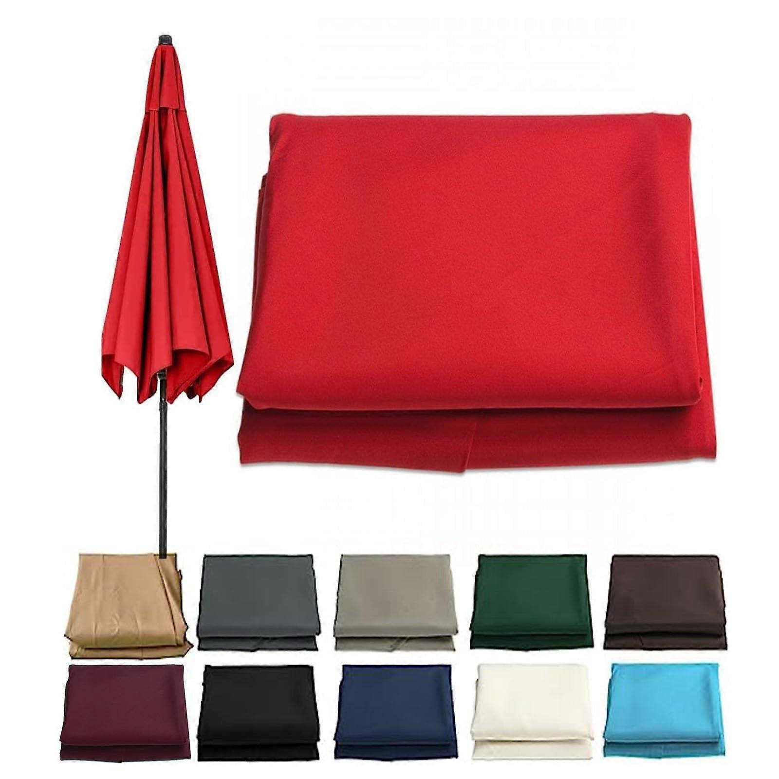 Replacement Parasol Fabric 2.7M Red, Anti-Ultraviolet Cover for Umbrellas Made of Polyester with 8 Ribs