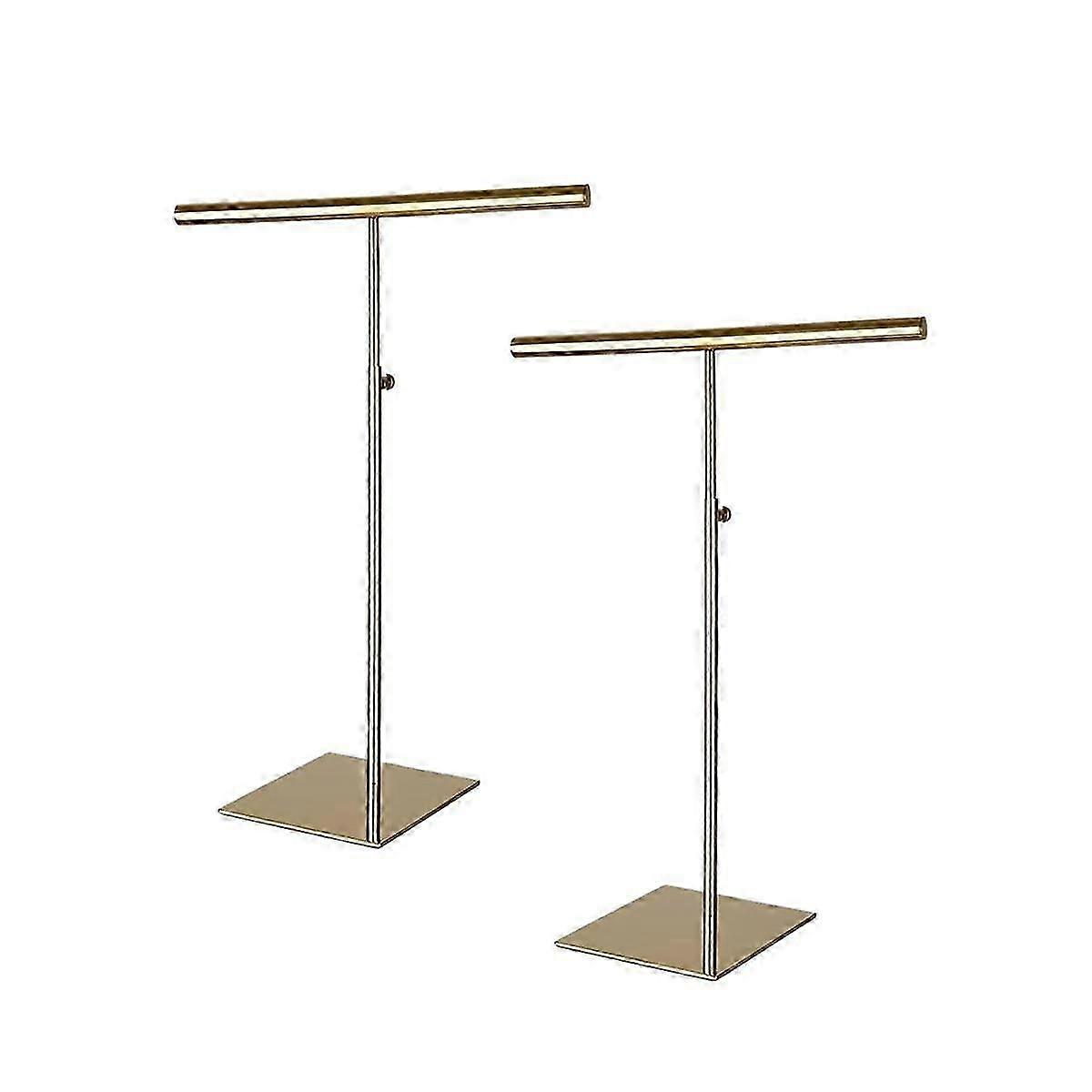 Jewelry Display Stand - 2Pcs Adjustable Height Gold Polished Necklace, Bangle, and Ring Holder