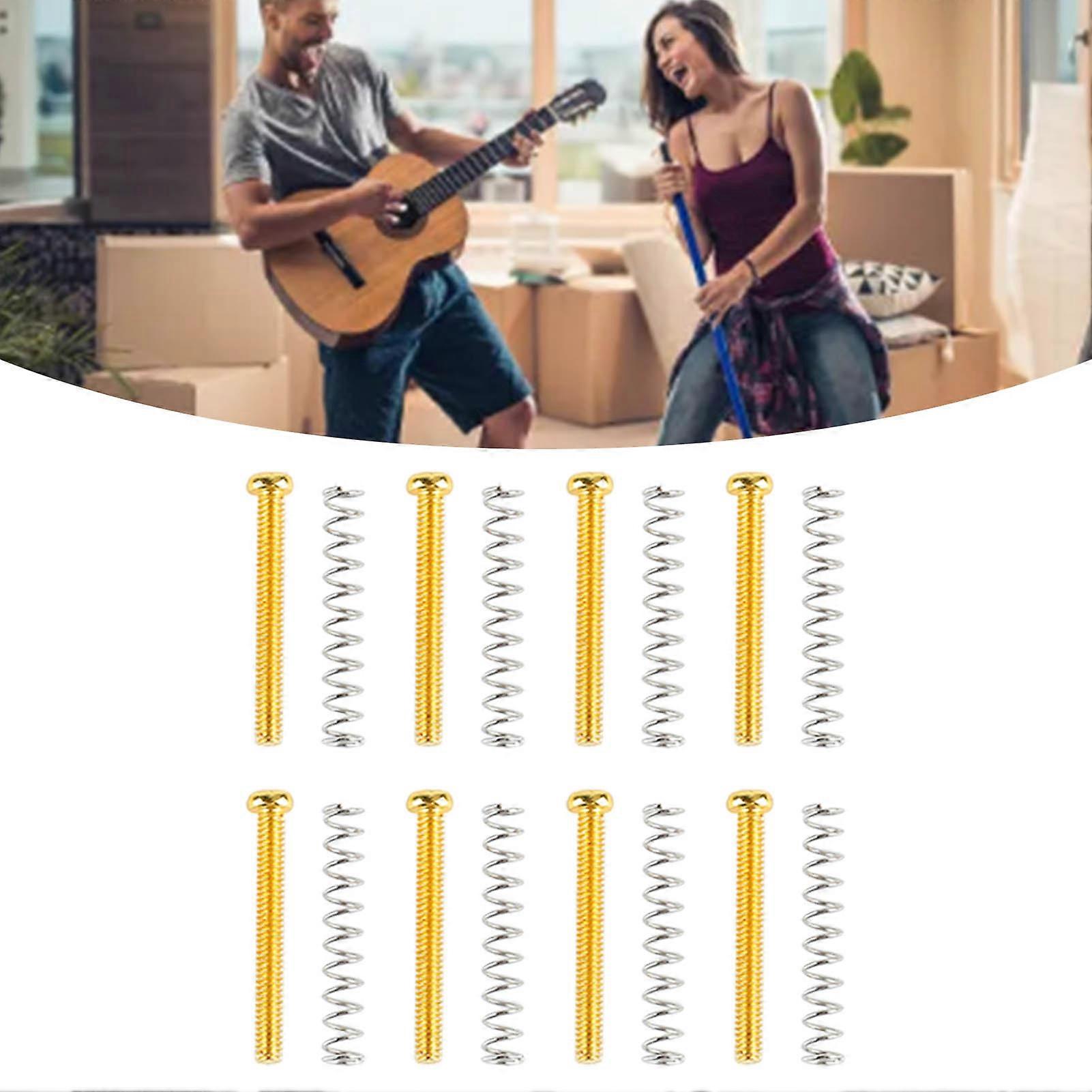 8 Set Gold Guitar Pickup Screw Spring Iron Double Coil Frame Mounts