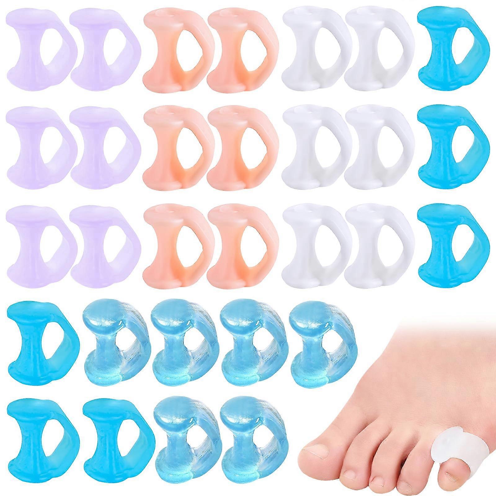 Toe Separators Pack of 30 Small Toe Spacers for Bunion Correction, Pain Relief, and Toe Protection in 5 Colors