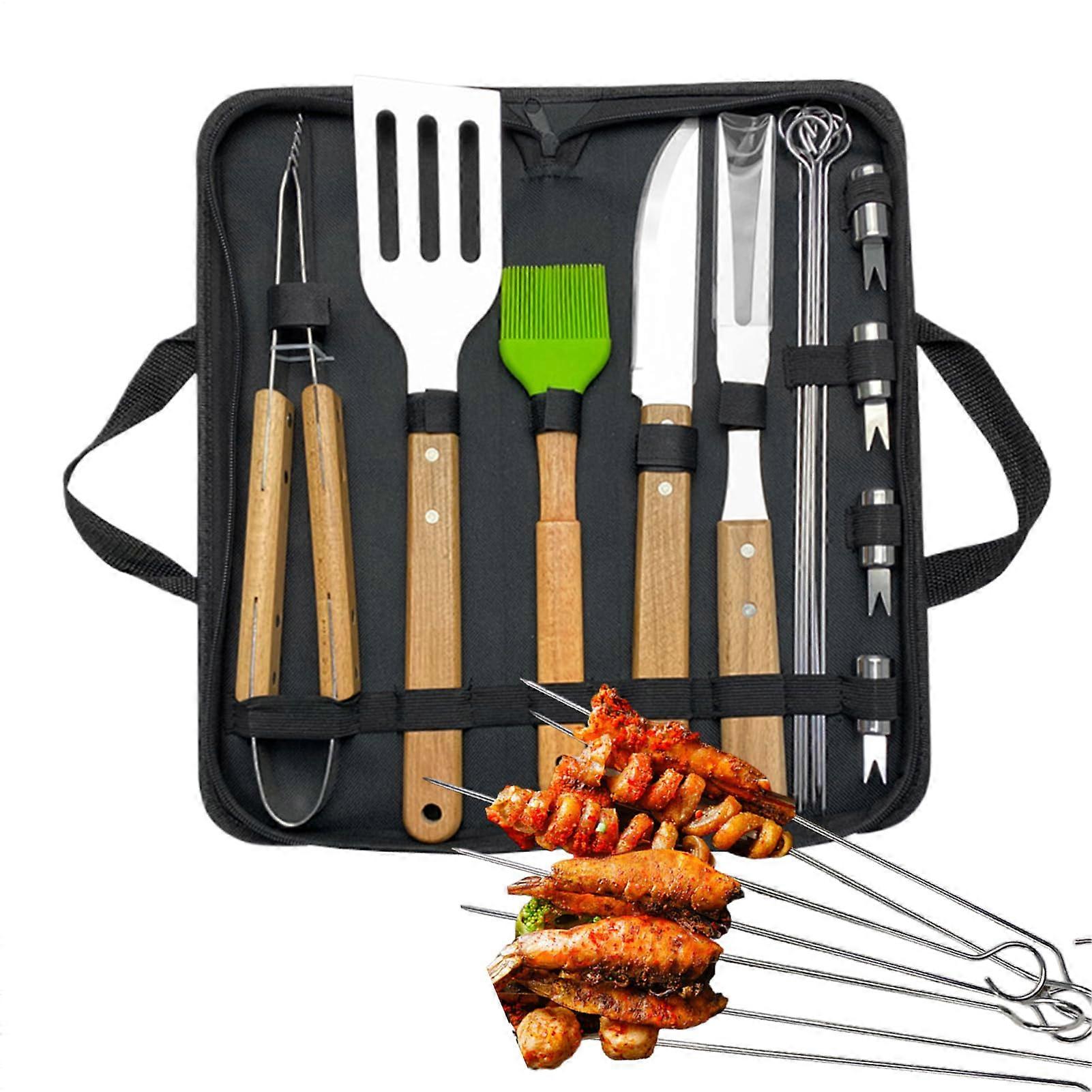 Stainless Steel Grill Accessories Set, 16-Piece BBQ Tools Including Tongs, Brush, Cooking Gear for Outdoor Camping and Picnics