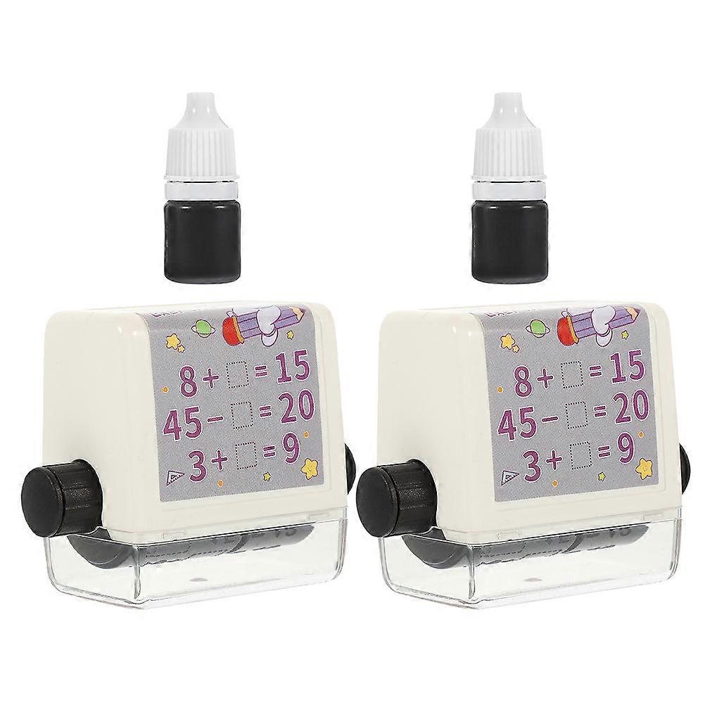 Math Roller Stamps Self Inking Addition & Subtraction Manipulatives, Adjustable Problem Generator, Portable Learning Tool for Kindergarten,