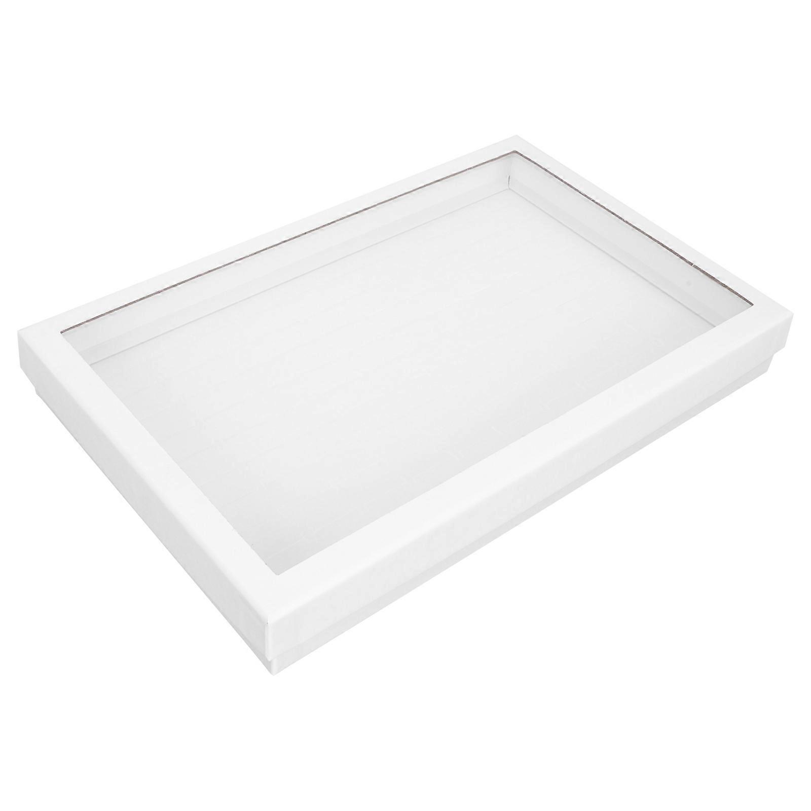 Jewelry Holder Box Transparent Window Ring Box White Color 11.4×7.5×1.6in Size Paper Material Display for Weddings 1Pcs