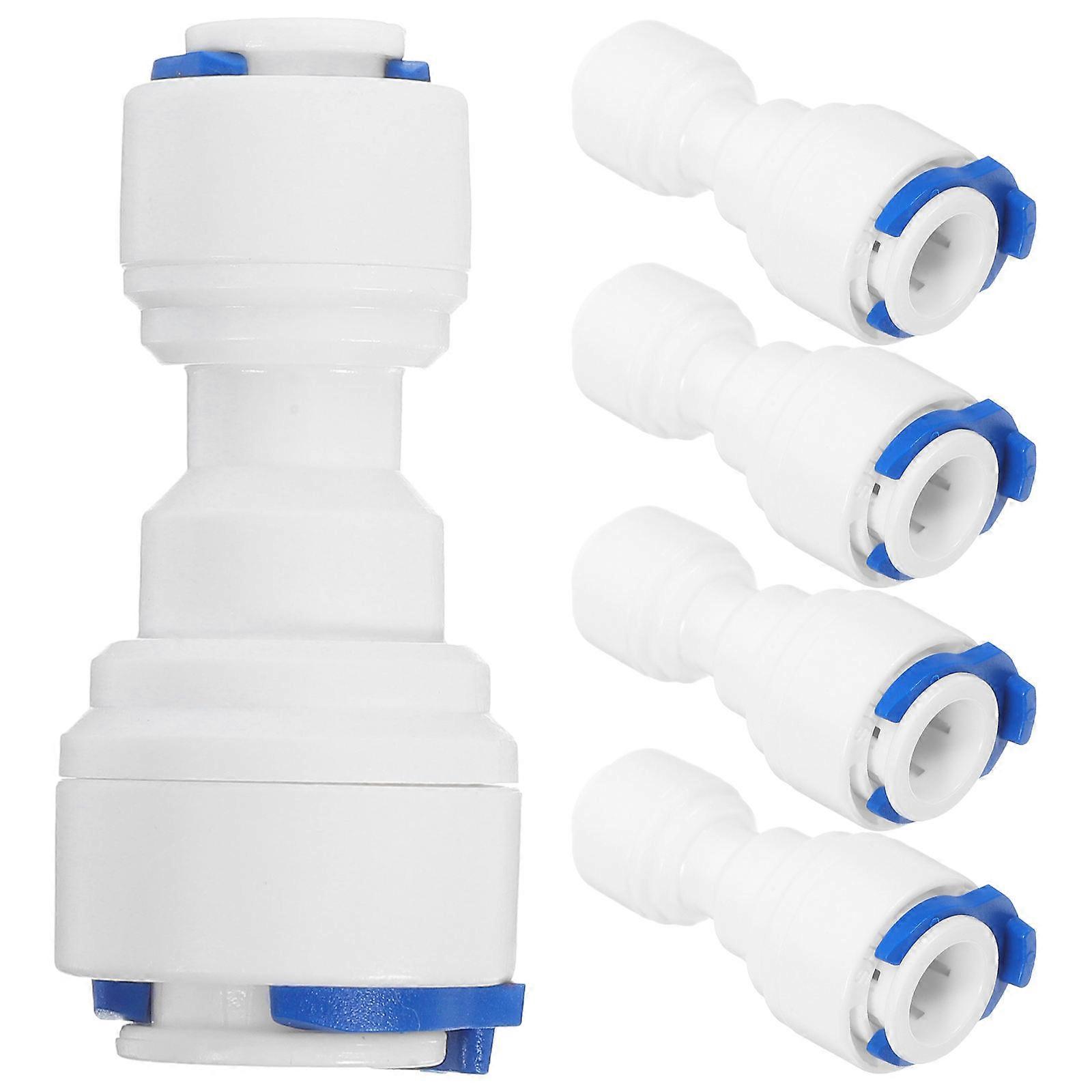 Water Pipe Interface Connector Water Purifier Connector Quick Connect Straight Shape White Color PP Material 5Pcs