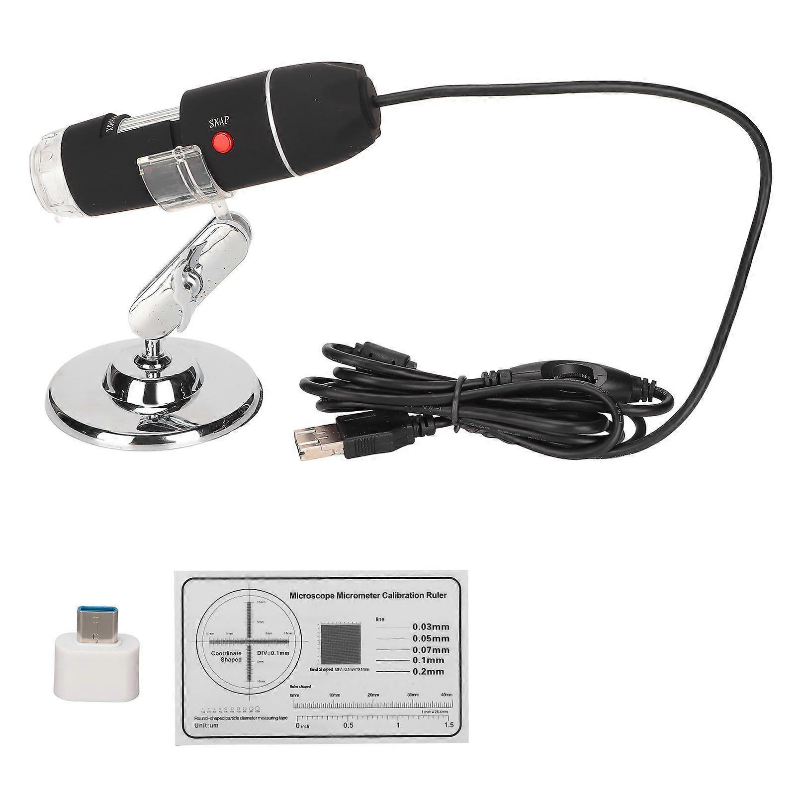 USB Digital 1600X 1080P HD Adjustable Brightness 8 LED Mini Handheld Microscope for Android Phone Computer