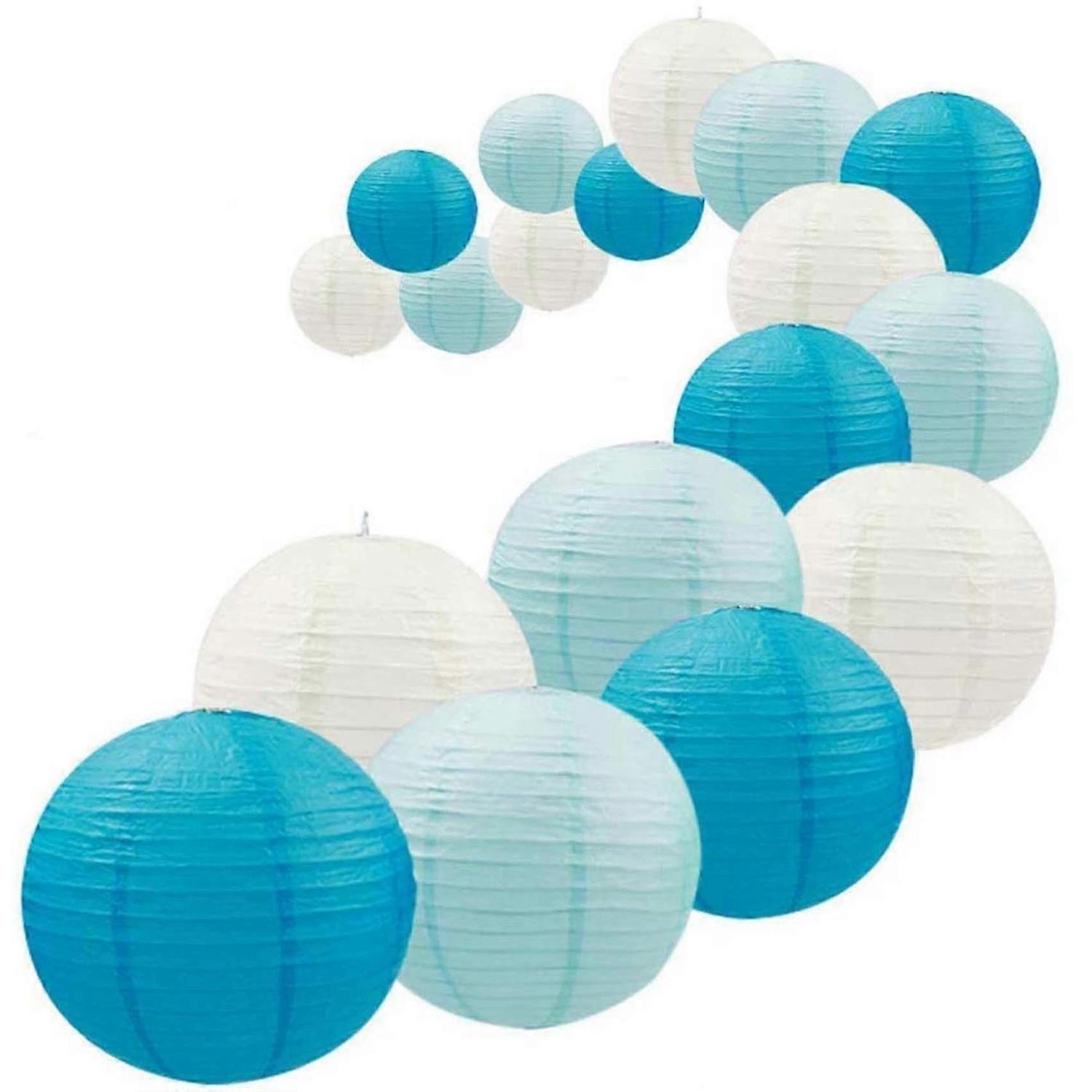 18Pcs Royal Blue Paper Lantern Set,Reusable Hanging Decorative Japanese Chinese Paper Lanterns,Easy JN