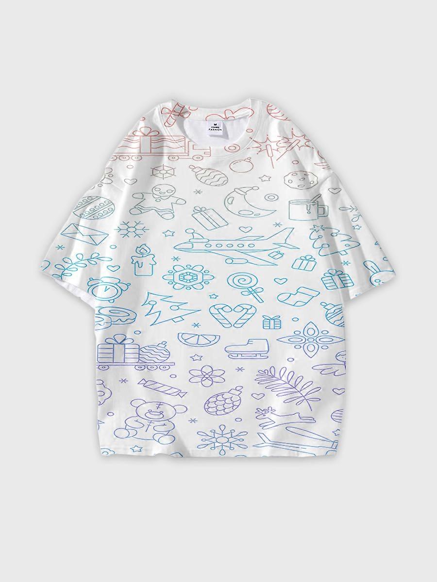 T-shirt round neck Pattern loose short sleeve JW509