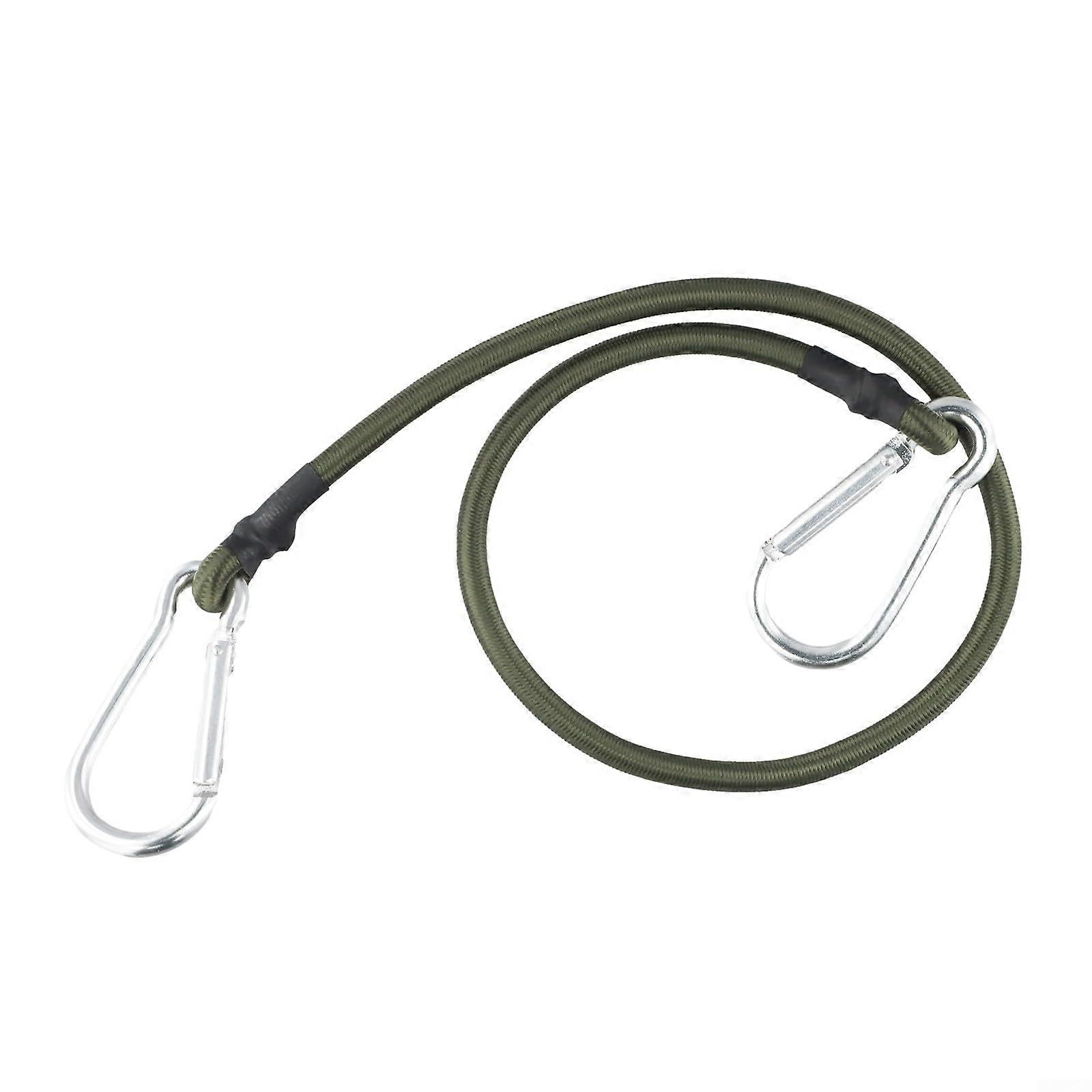 Strong, elastic rope with closed loop carabiners, essential equipment for camping, hiking, and securing various items outdoors (60 cm).