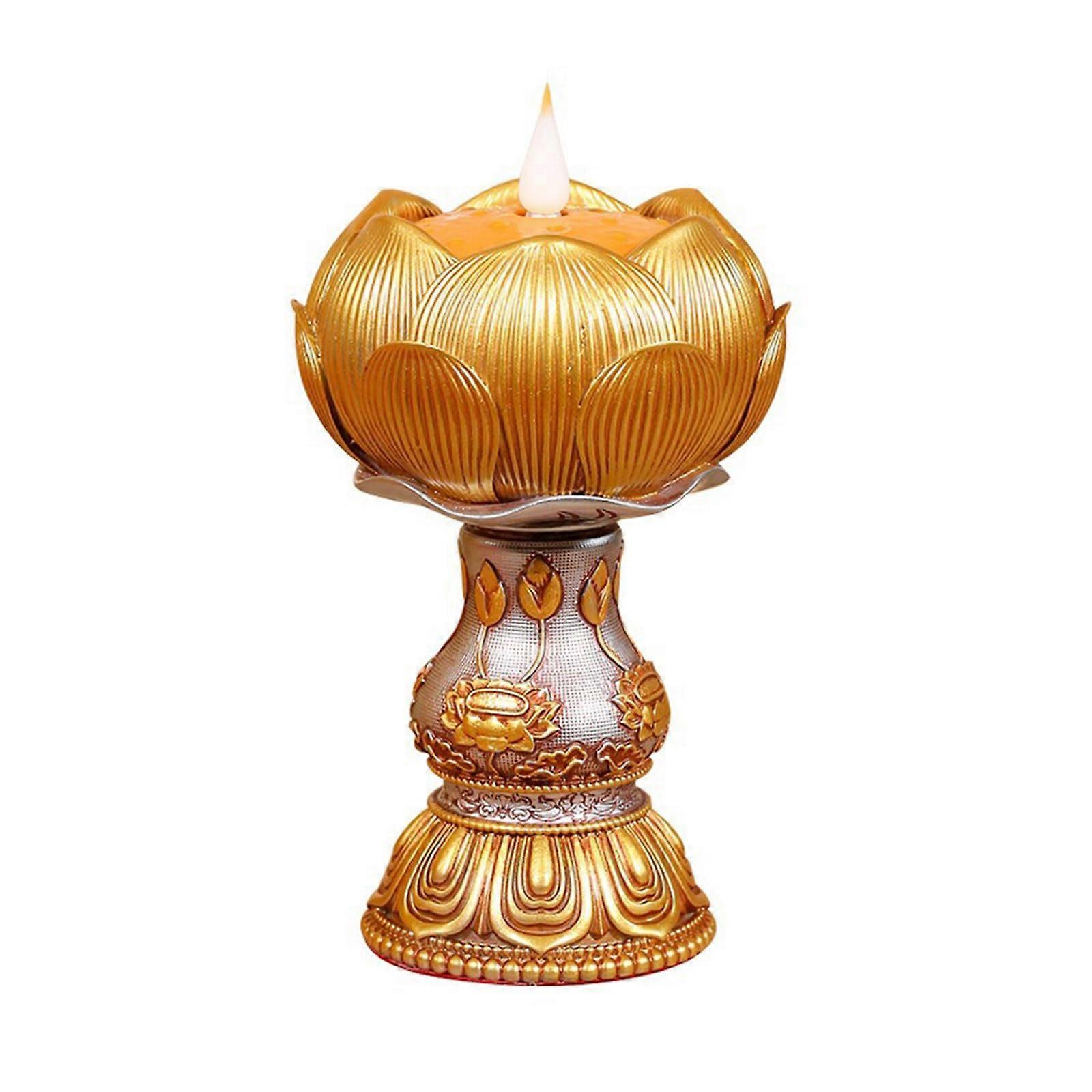 LED Simulated Flame LED Resin Lamp Rechargeable Electronic Butter Lamp for Buddhist Temple Ceremonies, Decorative Home Use
