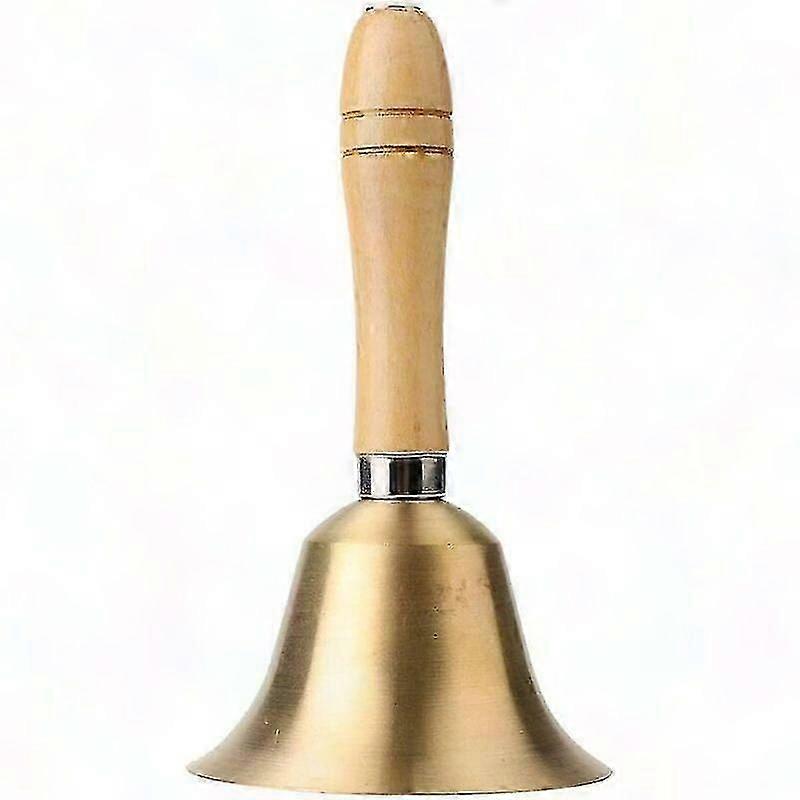 Cloche à main en cuivre massif avec poignée en bois