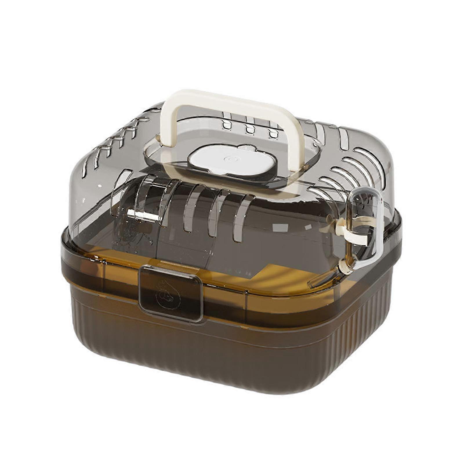 Hamster Cage for Transport with Carry Handle and Water Container for Small Animals Yellow