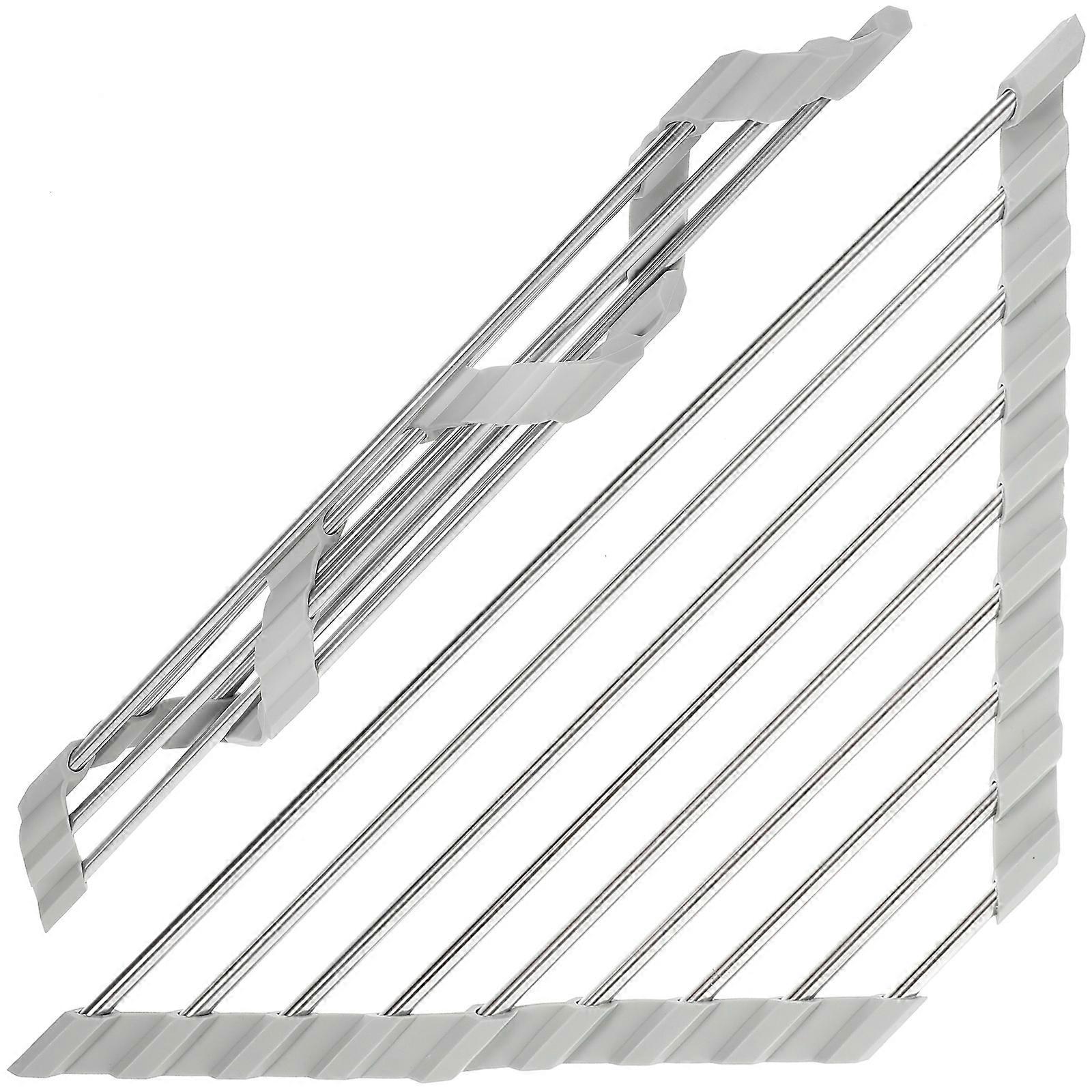 Sponge Storage Rack For Kitchen Sink Triangle Sink Drainer Grey 41X16CM Ventilation Folding 1Pack
