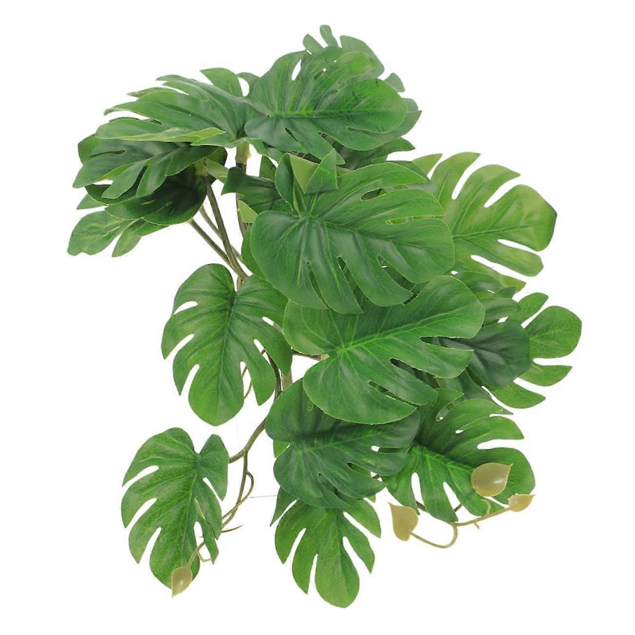 Decorative Reptile Plant with Suction Cups - Realistic Artificial Terrarium Decoration for Lizards, Snakes, Frogs - 30cm Green