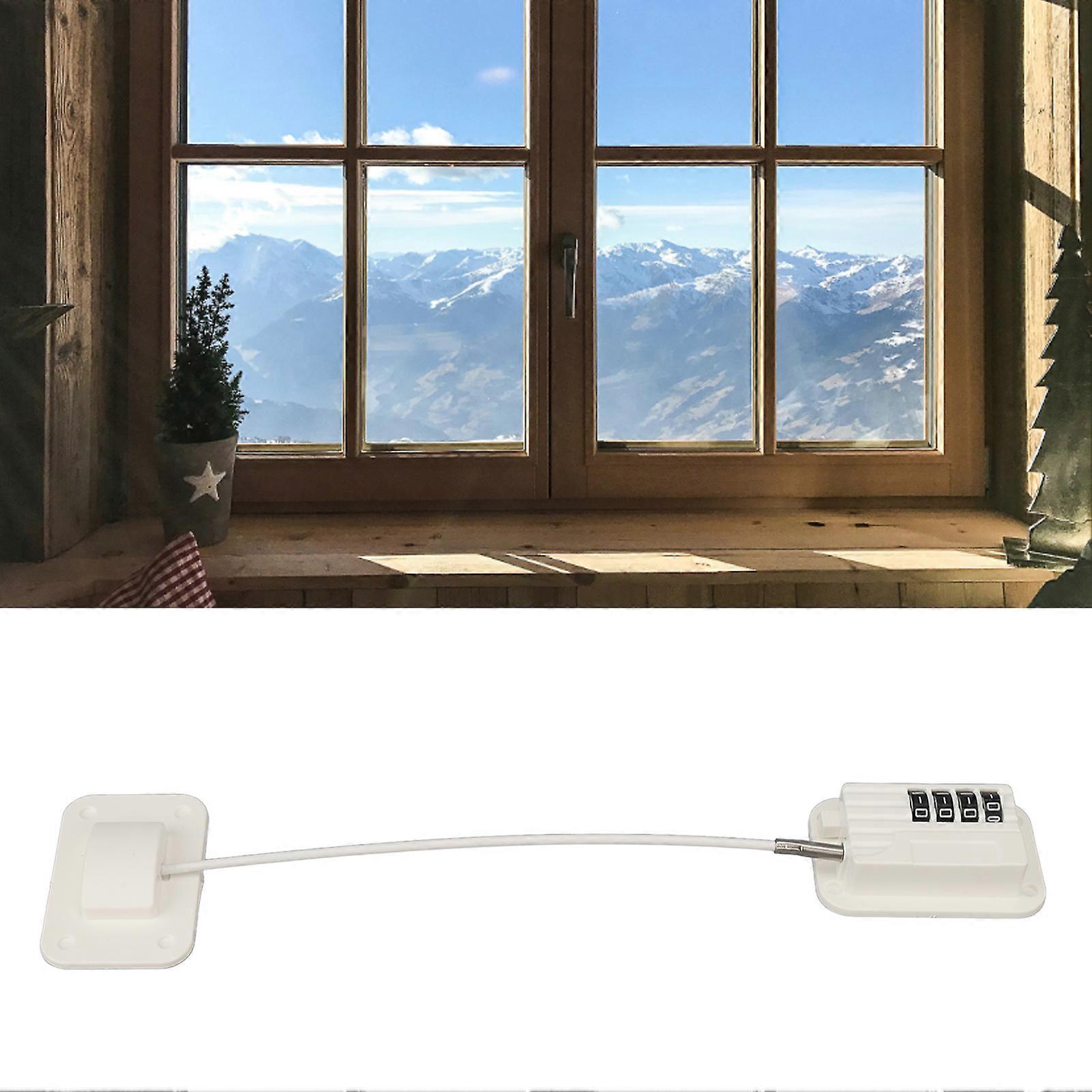 Window Restrictor Lock Password Child Safety Cable Lock Anti Falling for Push Pull Window White 