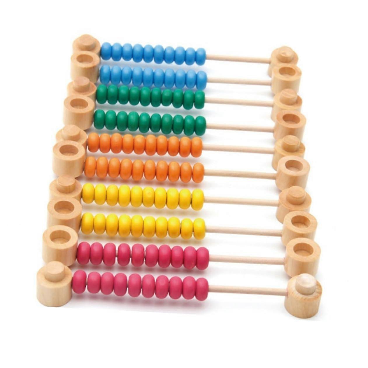 Wooden Abacus Frame 1 Piece Removable Colorful Learning Toy for Early Math Education for Students and Preschoolers
