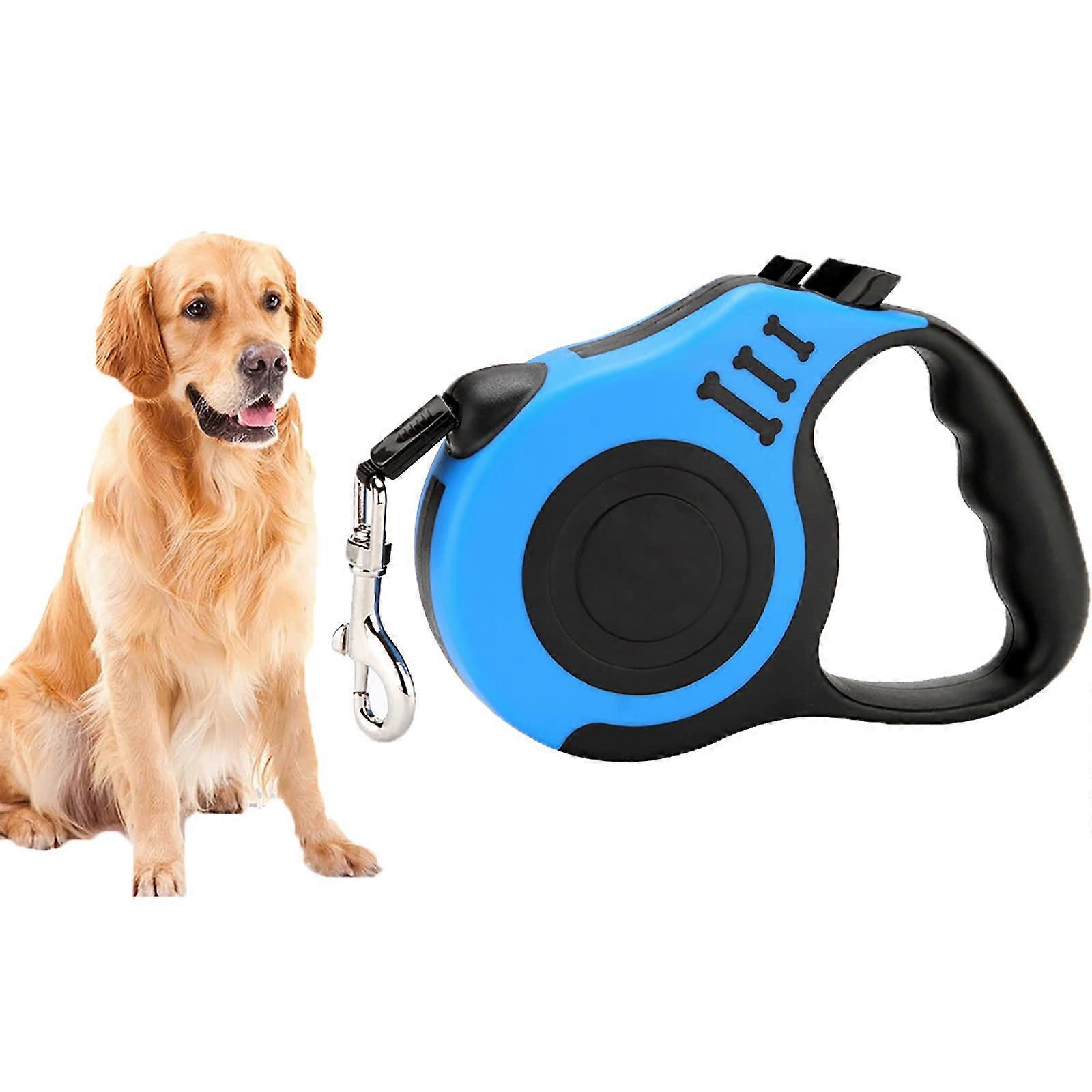 Classic Dog Leads 5m Retractable Leash for Small Medium Large Dogs Cats Non-Slip Handle Safe Braking System Blue
