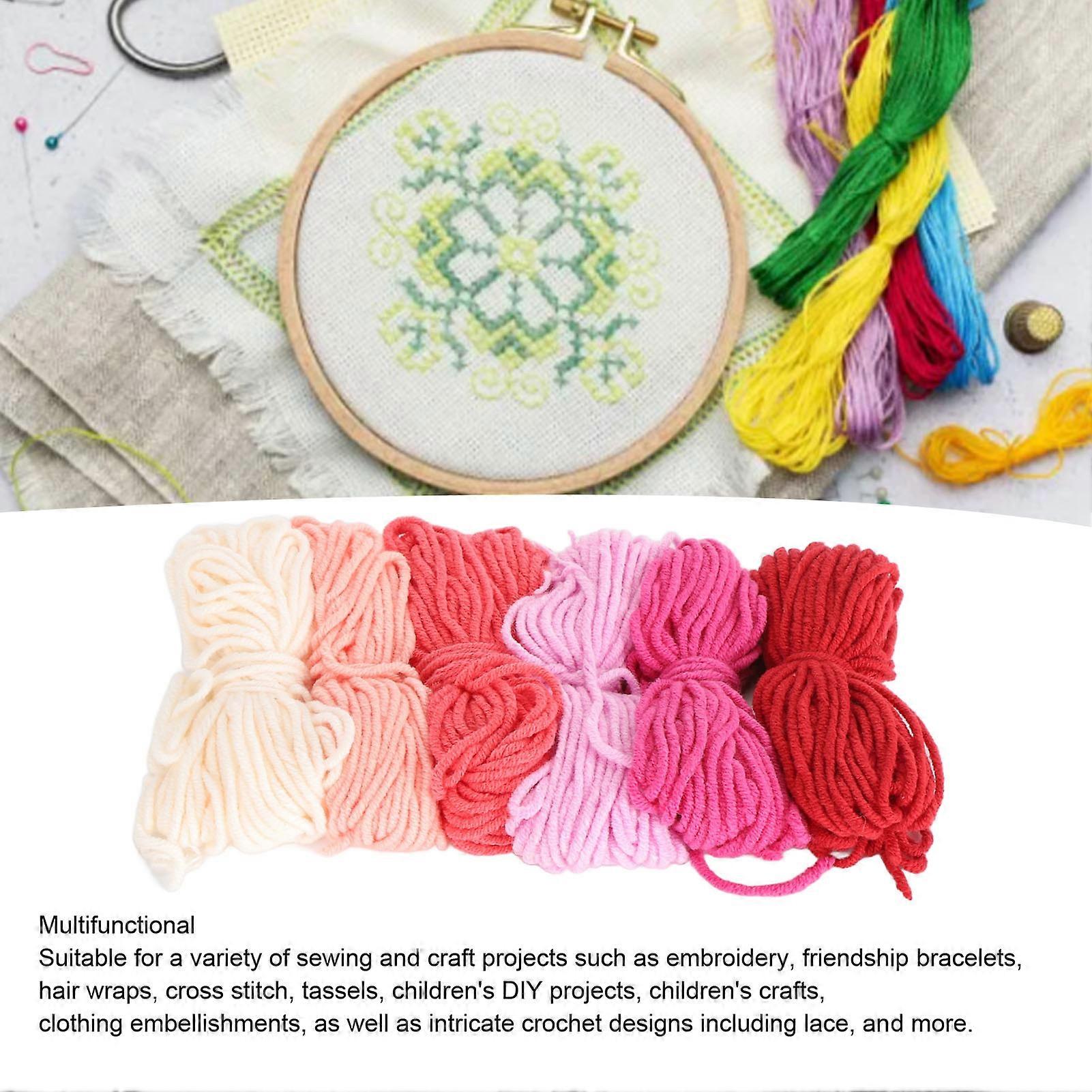 6PCS Embroidery Thread 2mm 4 Strands 10m Length Colorful Cross Stitch Embroidery Thread Type 4