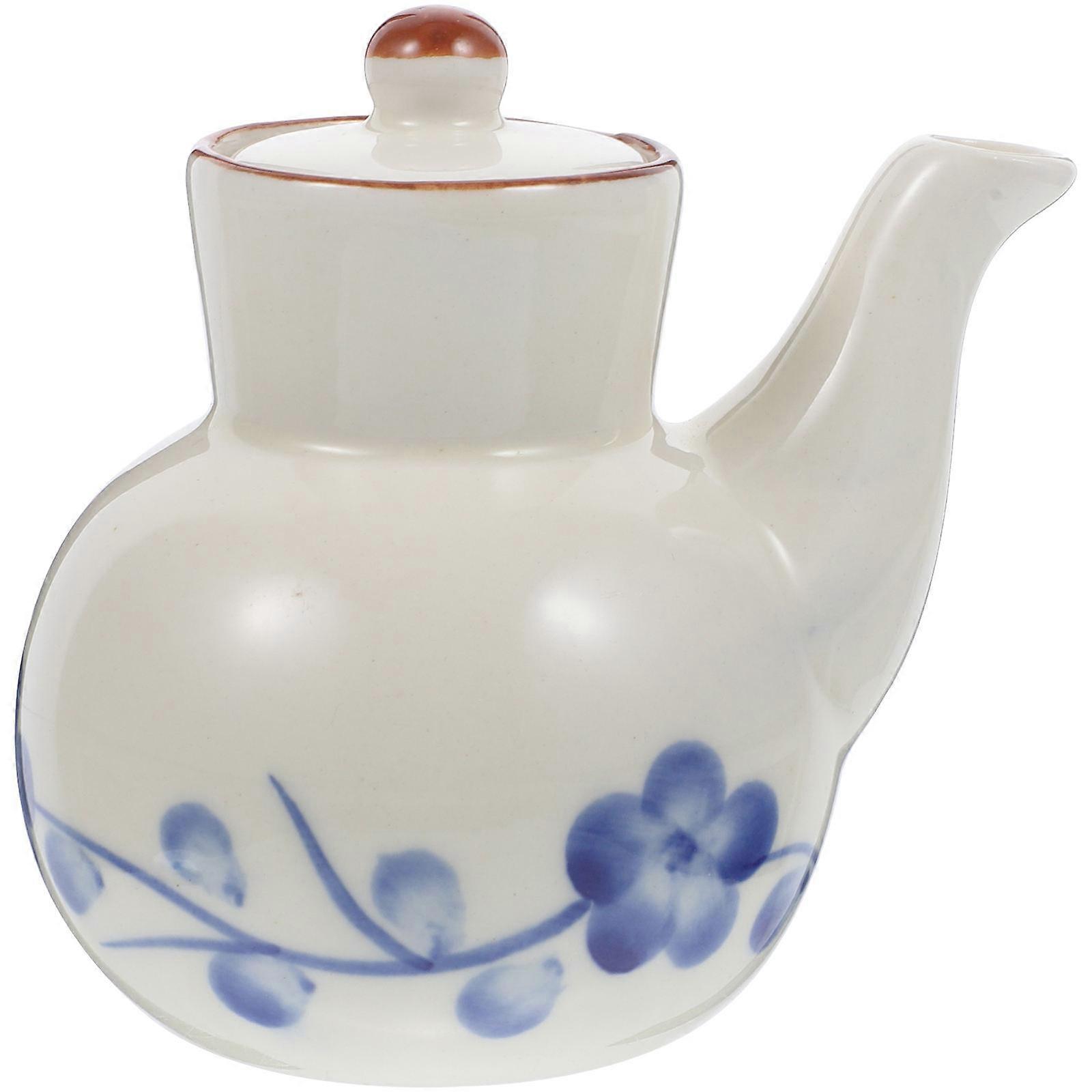 White Ceramic Soy Sauce Dispenser for Storage Strong and with High Temperature Resistance 7.8 Inches