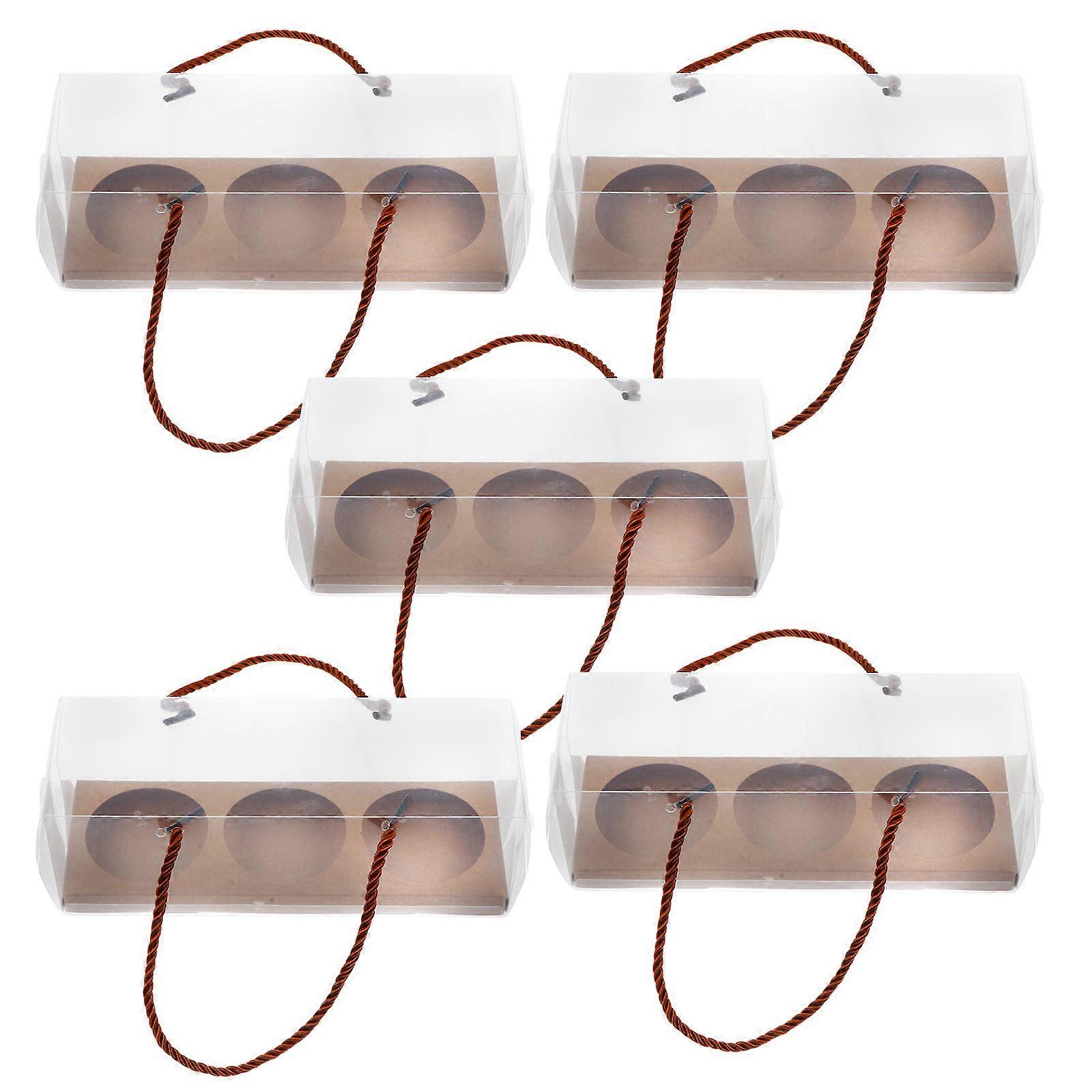 10 Pack Khaki Bakery Packing Boxes with Handle for Storage Durable Cake Dessert EggYolk Puff Containers