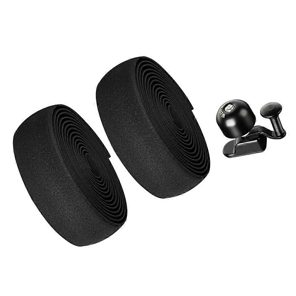 Black Bicycle Bell with Anti-skid Belt for Bike Use EVA Material Clear Sound Retro Design 1 Set