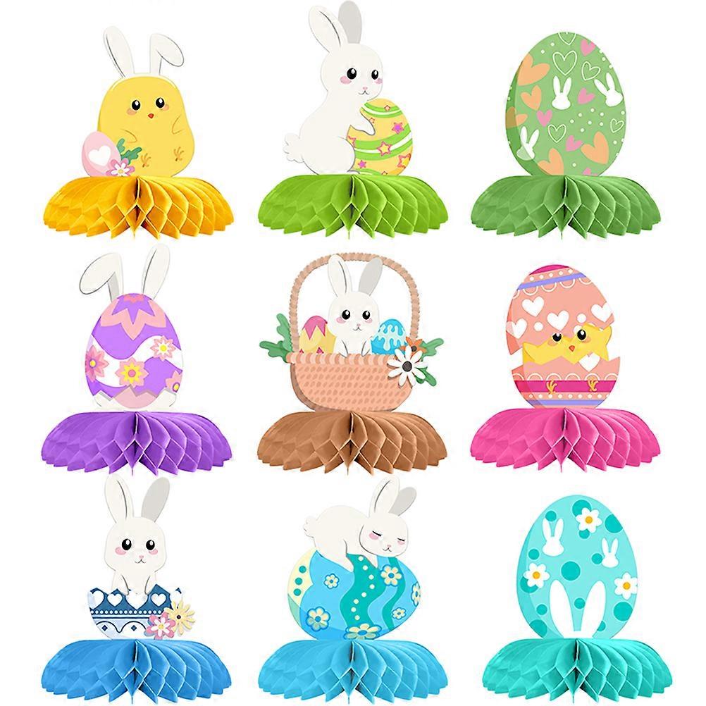 Easter Centerpieces Paper Honeycomb Decorations for 9Pcs Easter Party
