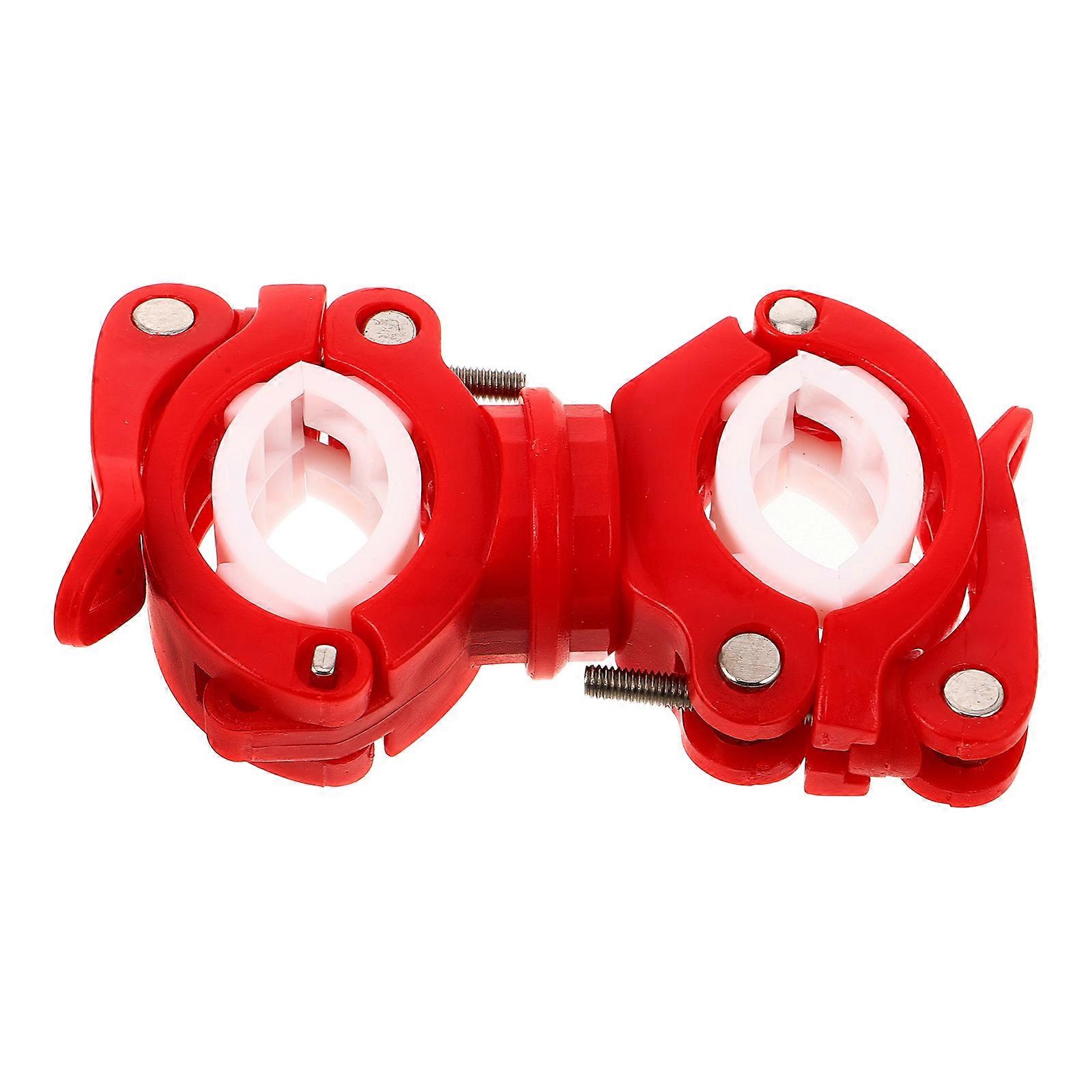 Bike Flashlight Mount for Cycling with Dual Hole Red Plastic Rubber Metal Lightweight Secure Fit