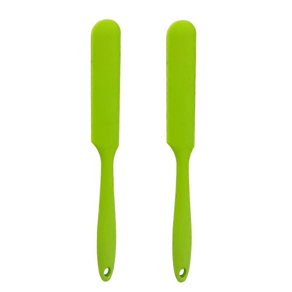 Silicone Spatula for Kitchen Use Heat Resistant and Green with Long Handle 2 Pieces
