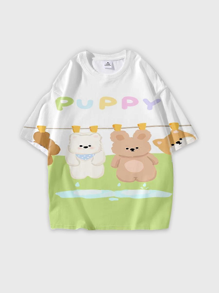 T-shirt round neck Pattern loose short sleeve B935