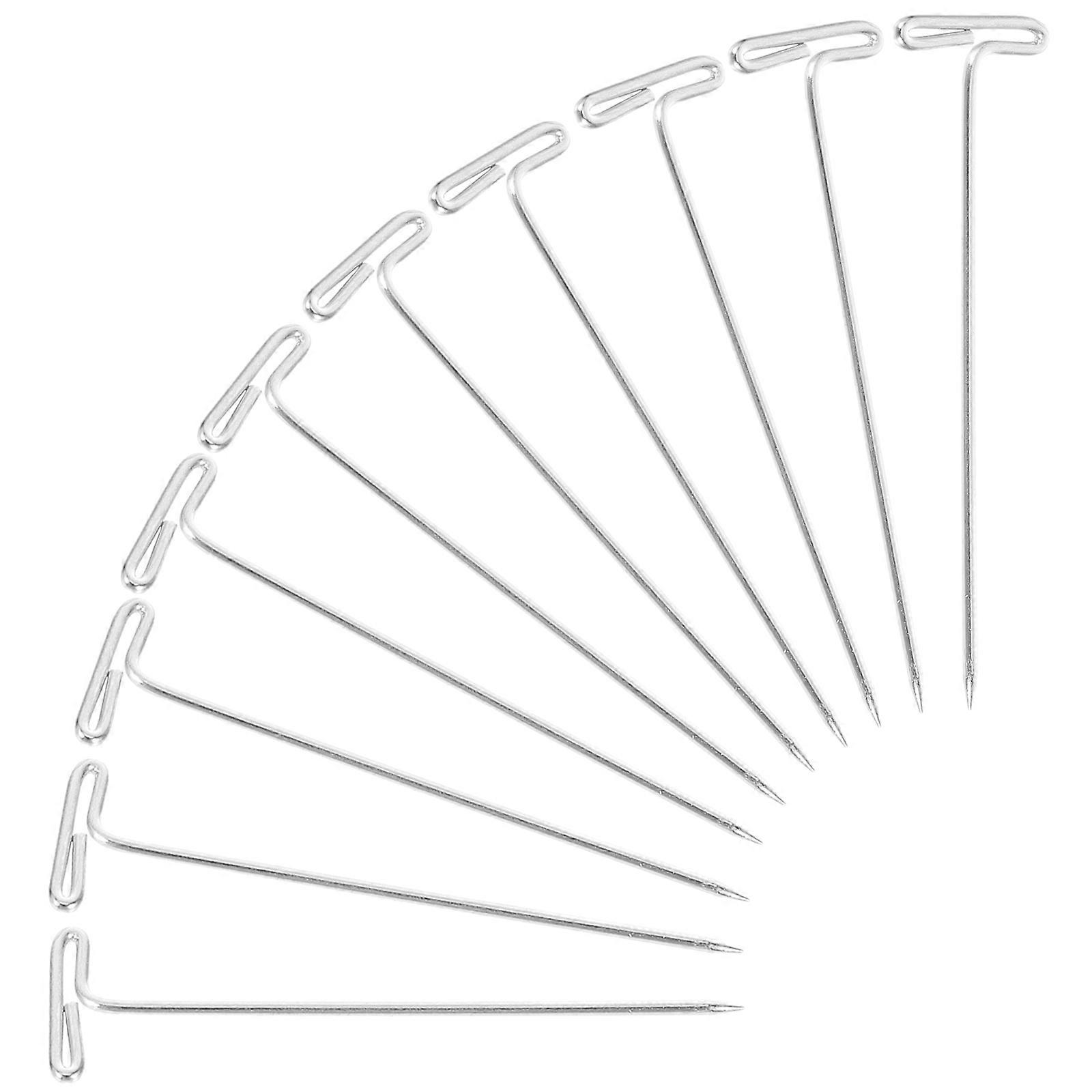 دبابيس الحرفية T-دبابيس حجب دبابيس الحياكة شعر مستعار تحديد مساعد التصميم فضي 5x1 سم 100 قطعة