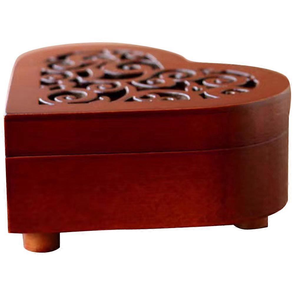 Wooden Music Box with Clockwork Mechanism for Home Use Brown Vintage Delicate Design 1 Piece