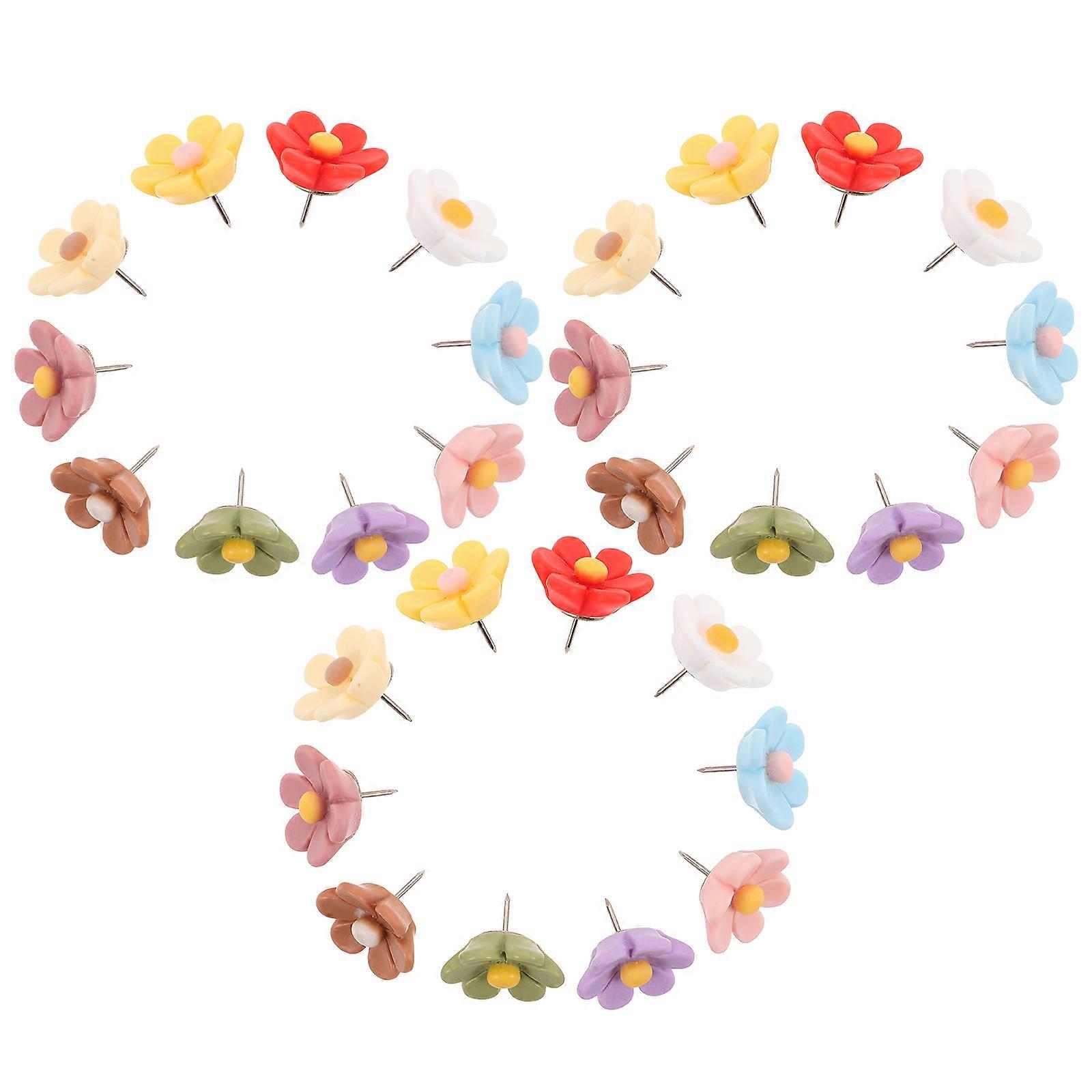 Ev, Ofis, Okul, Kendin Yap Duvar Dekoru İçin Dekoratif Raptiye Çiçek İğneleri Altı Yapraklı Çiçek Şekli 30 Adet