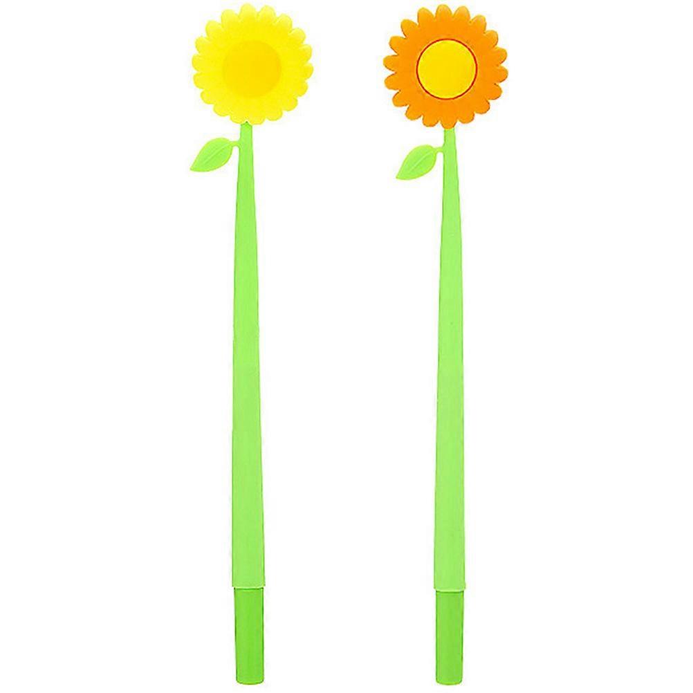 Lovely Sunflower Pens for Writing with Smooth Ink Flow and Plastic Material 2Pcs Multi